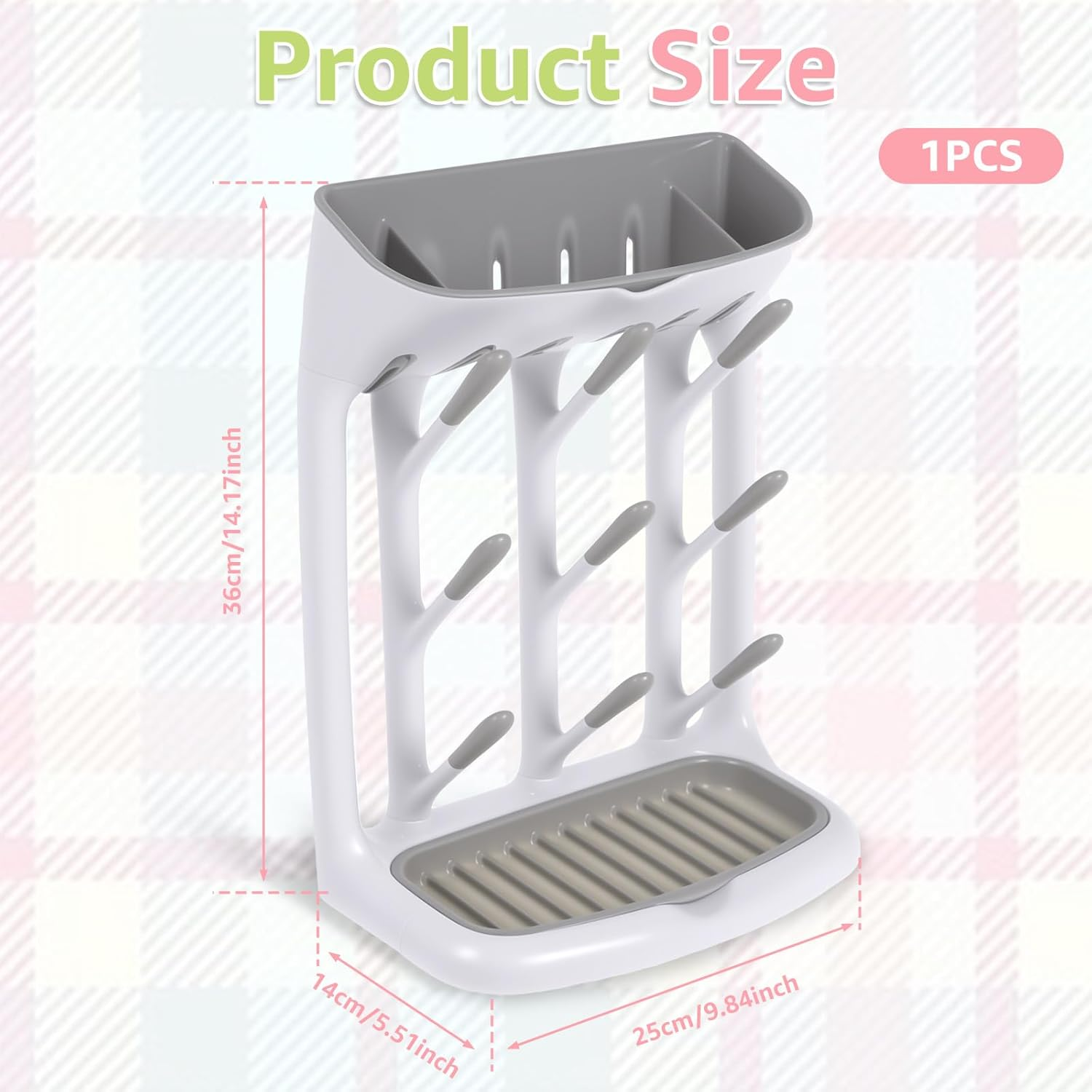 Baby Bottle Drying Rack, Vertical Bottle Dryer Holder, Space Saving Bottles Rack Dryer for Kitchen Countertop, Detachable Drying Tower Bottles Rack Holder for Nursing Accessories