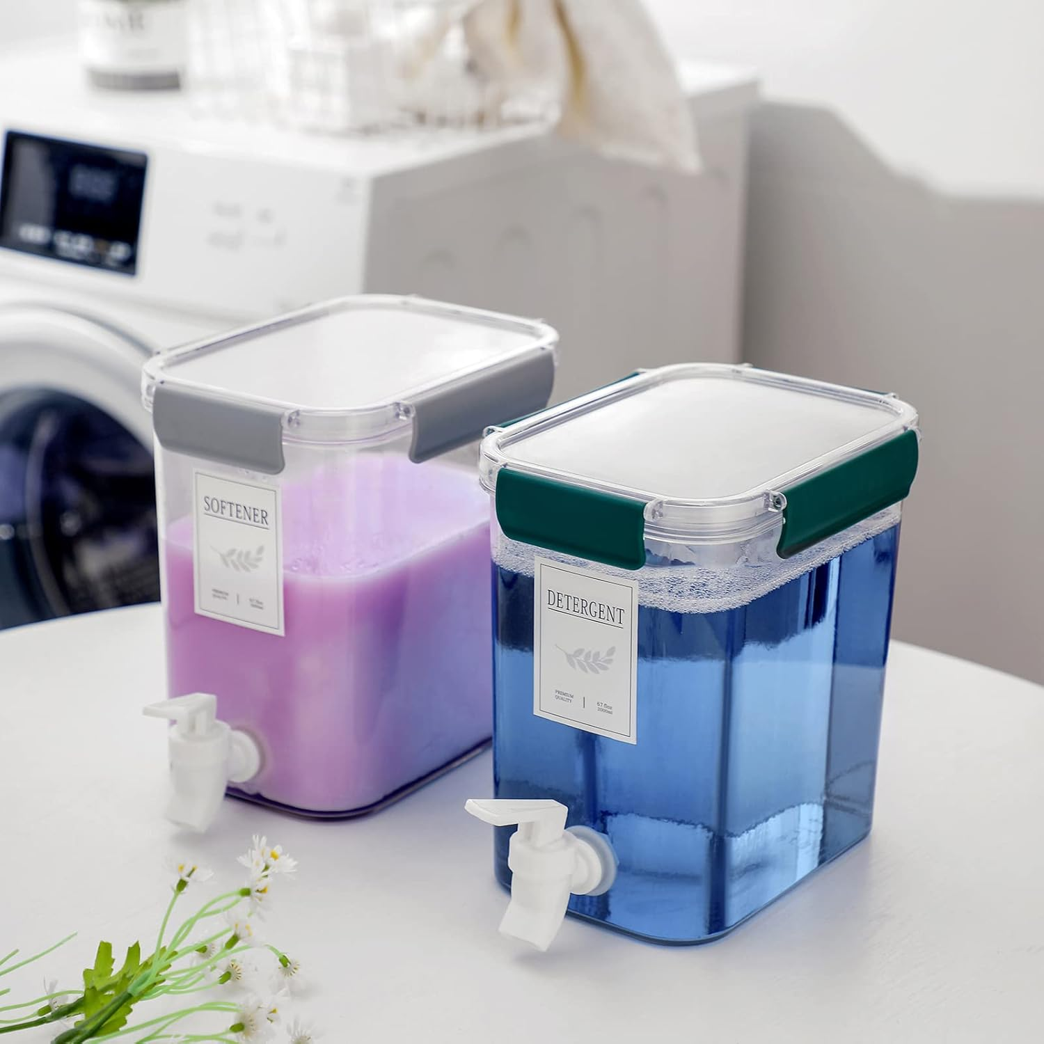 Zoocatia Laundry Detergent Dispenser Beverage Refrigerated Bucket with Faucet Fabric Softener Container for Detergent, Lemonade Juice, Milk, Softener, Bleaching Agent, Grey image number 6