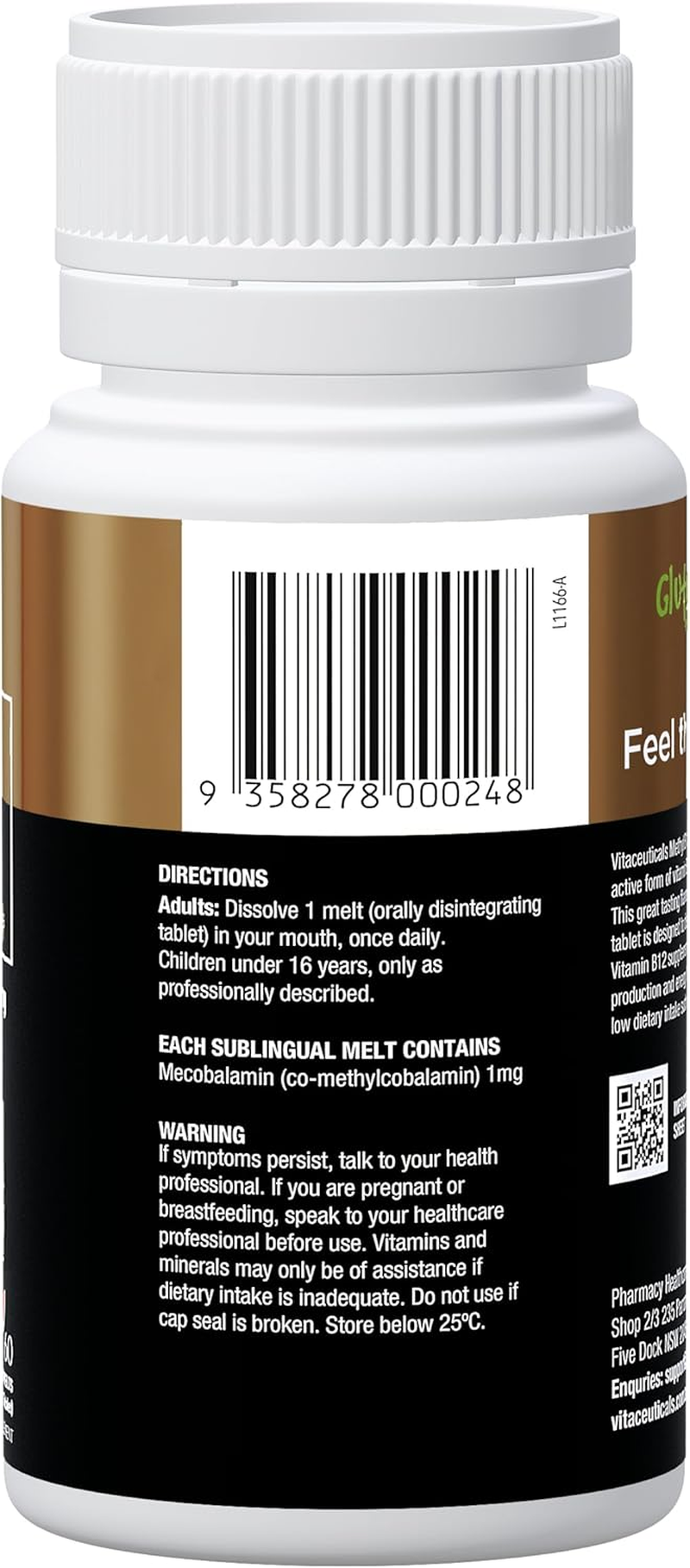 Vitamin B12 by Vitaceuticals | Energy Support, Fatigue Relief & Immune Health | 60 Fast-Dissolving Melts | Australian Made image number 1