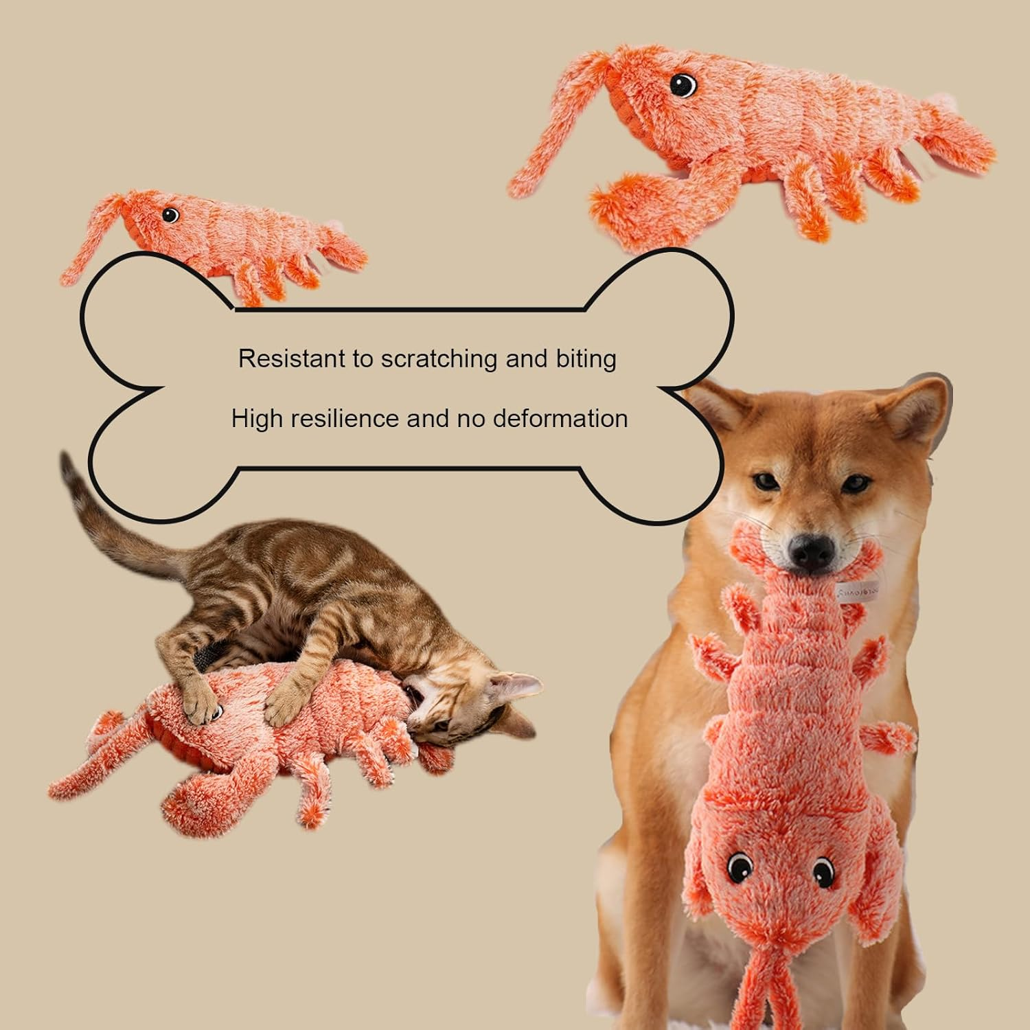 ANXINGJU NEPHEW Flopping Lobster Toy,Usb Rechargeable Washable Wiggle Lobster Toy Includes 2 Packs of Catnip for Cats up to 15 Lbs image number 5