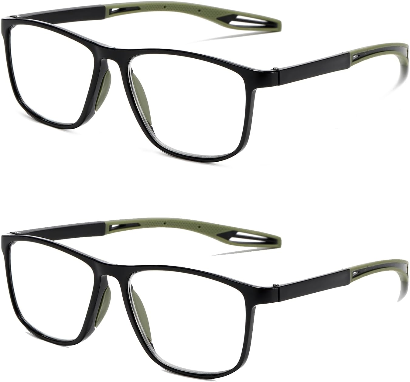 2 Pairs Mens Sports Style Reading Glasses Comfortable Flexible Blue Light Blocking Glasses