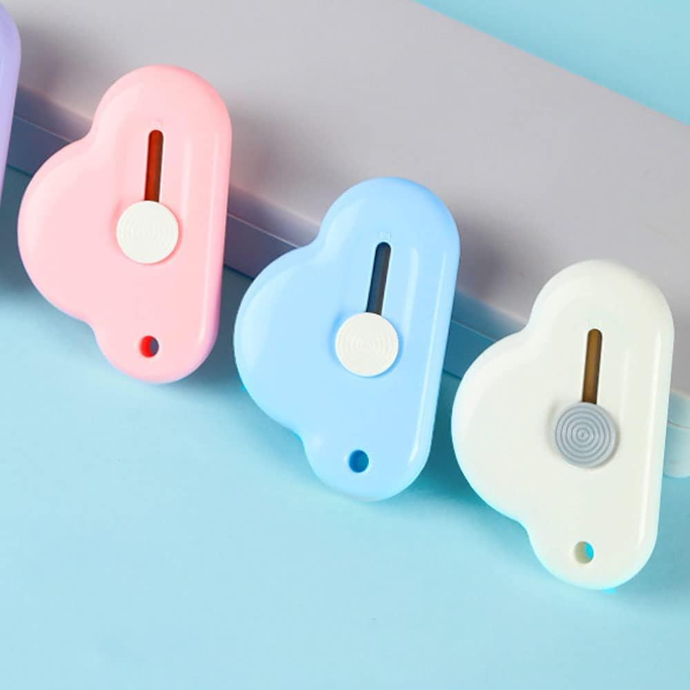 3Pcs Mini Box Cutter， Retractable Blade Utility Knife Letter Opener Box Cutter Carton Opener for Key Chain Decoration Gift Kids (Blue) image number 5