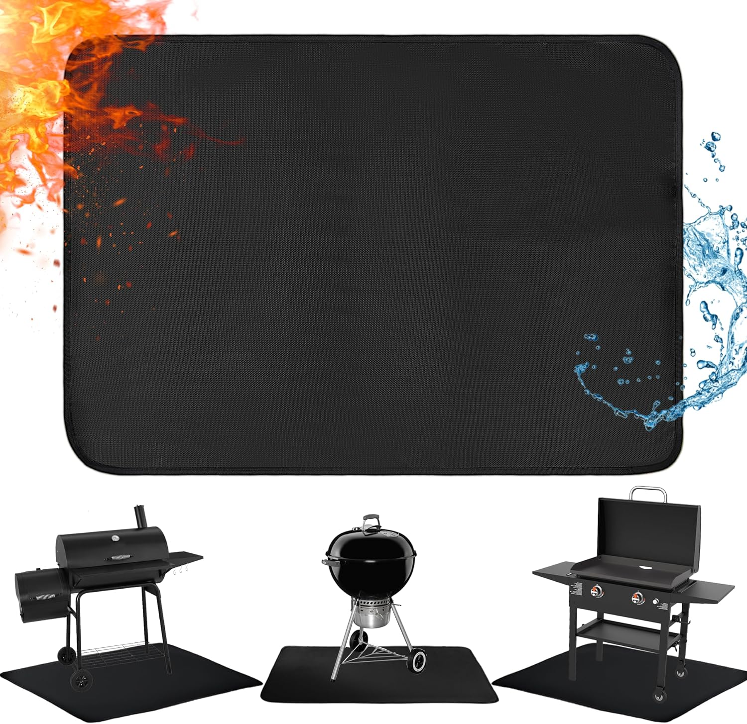 Amerbro 24X31In Heat Resistant Grill Mats for Outdoor Grill to Protect Your Prep Table and Outdoor Grill Table - Fire Proof & Water Proof & Oil Proof BBQ Mat - Black (0.6Mm) image number 2
