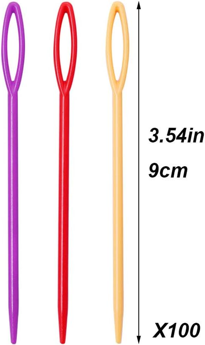 100 Pcs Plastic Sewing Needles, Big Eye Yarn Needles for Beginner, 9Cm Hand Sewing Needles for Sewing Craft and DIY Crafts image number 5