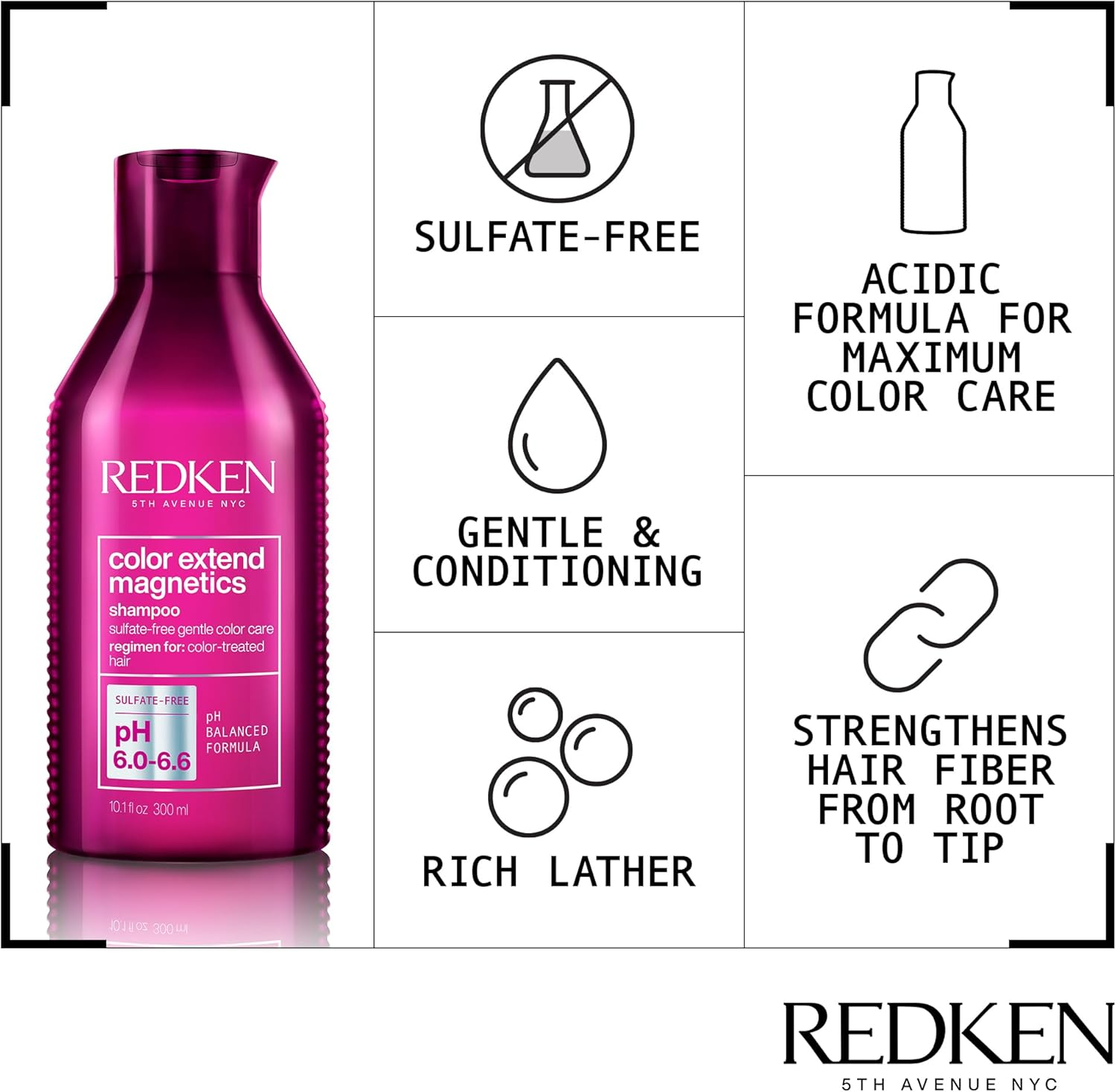 Redken Color Extend Magnetics Shampoo-Np for Unisex 10.1 Oz Shampoo image number 2