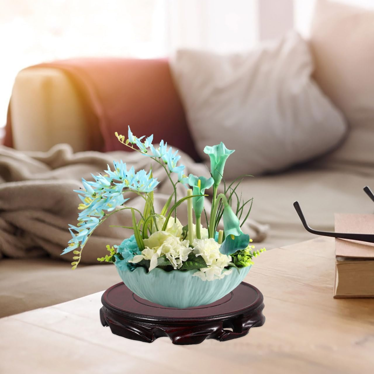 Luxshiny Traditional Chinese Black Vase Stand Wooden Display Stand Elegant Furniture Pedestal for Collectibles image number 5