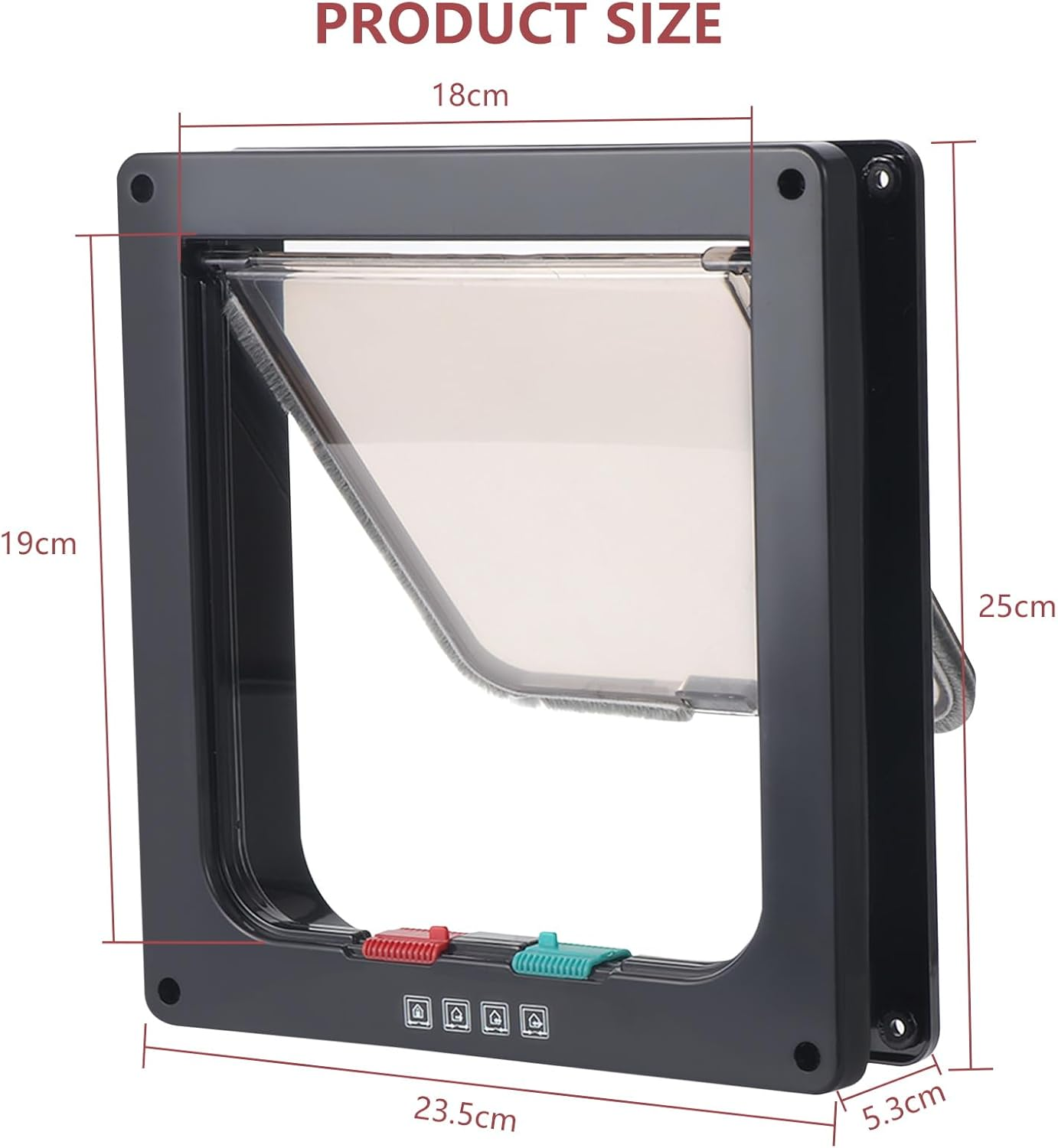 Coolty Cat Door Lockable Cat Flaps Pet Safety Interior Door with 4 Way Locking Pet Flap for Wall Interior Exterior Door (L, Black) image number 4