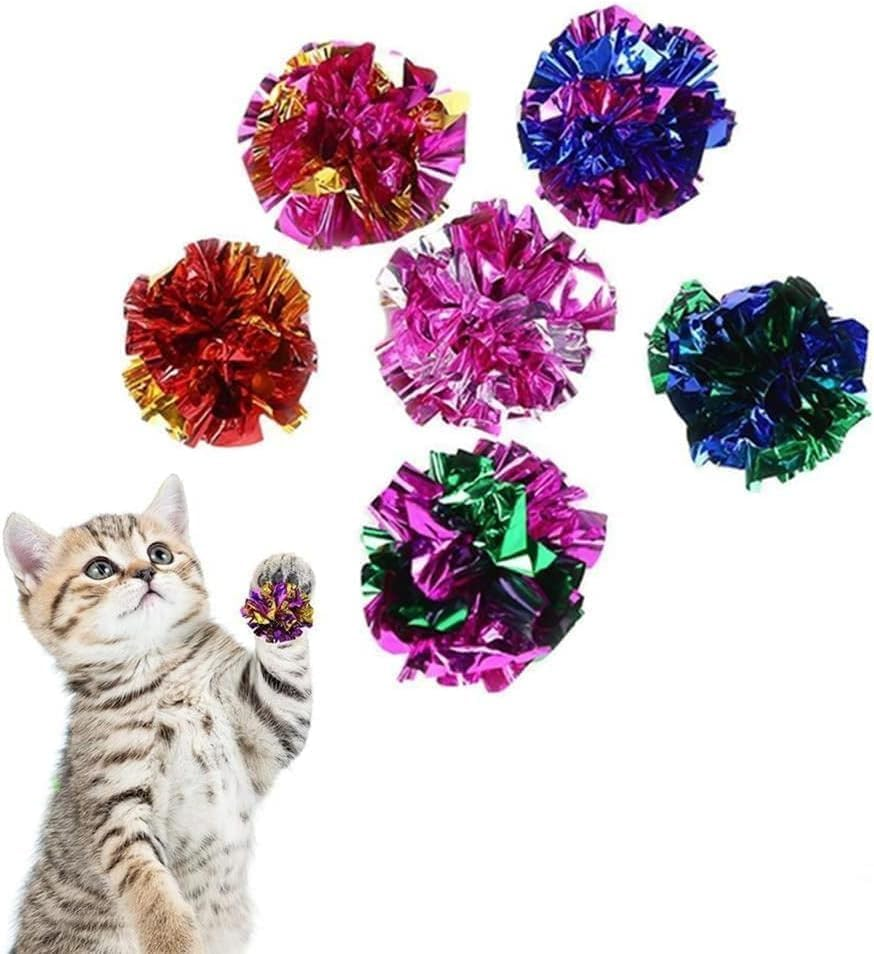 10 Pack Crinkle Balls Cat Toys, Lightweight Colorful Crinkle Rustle Sound for Indoor Kitten Toys Ball Interactive image number 6