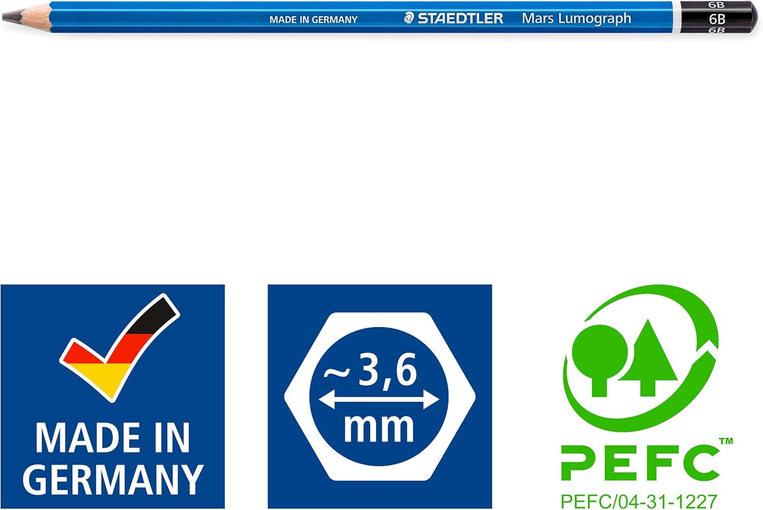 Staedtler Artist Pencils Staedtler 100-6B Artist Quality Sketching and Drawing, Box of 12, Grey, 12 (100-6B) image number 1