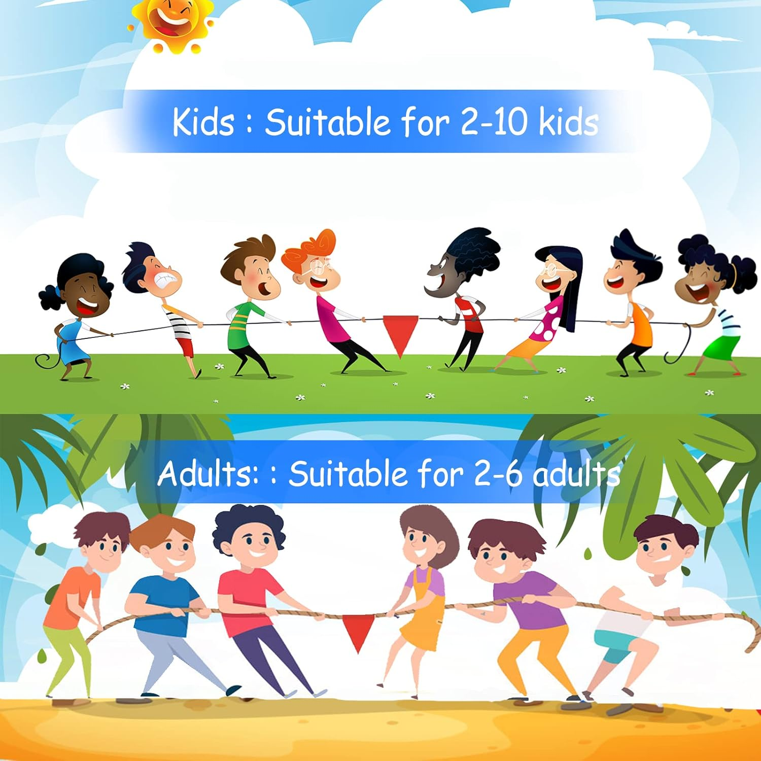 Outdoor Games 20 FT Tug of War Rope for Kids and Adults, Field Day Family Reunion Birthday Party Yard Lawn Games, Summer outside Camping Picnic Carnival Games, Perfect for Team Building Activities image number 6