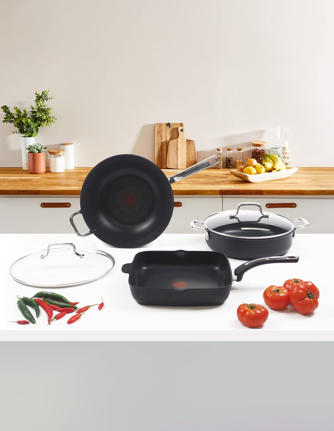 Tefal Premium Specialty Hard Anodised Induction Non-Stick Wok 32Cm + Lid, H9169417