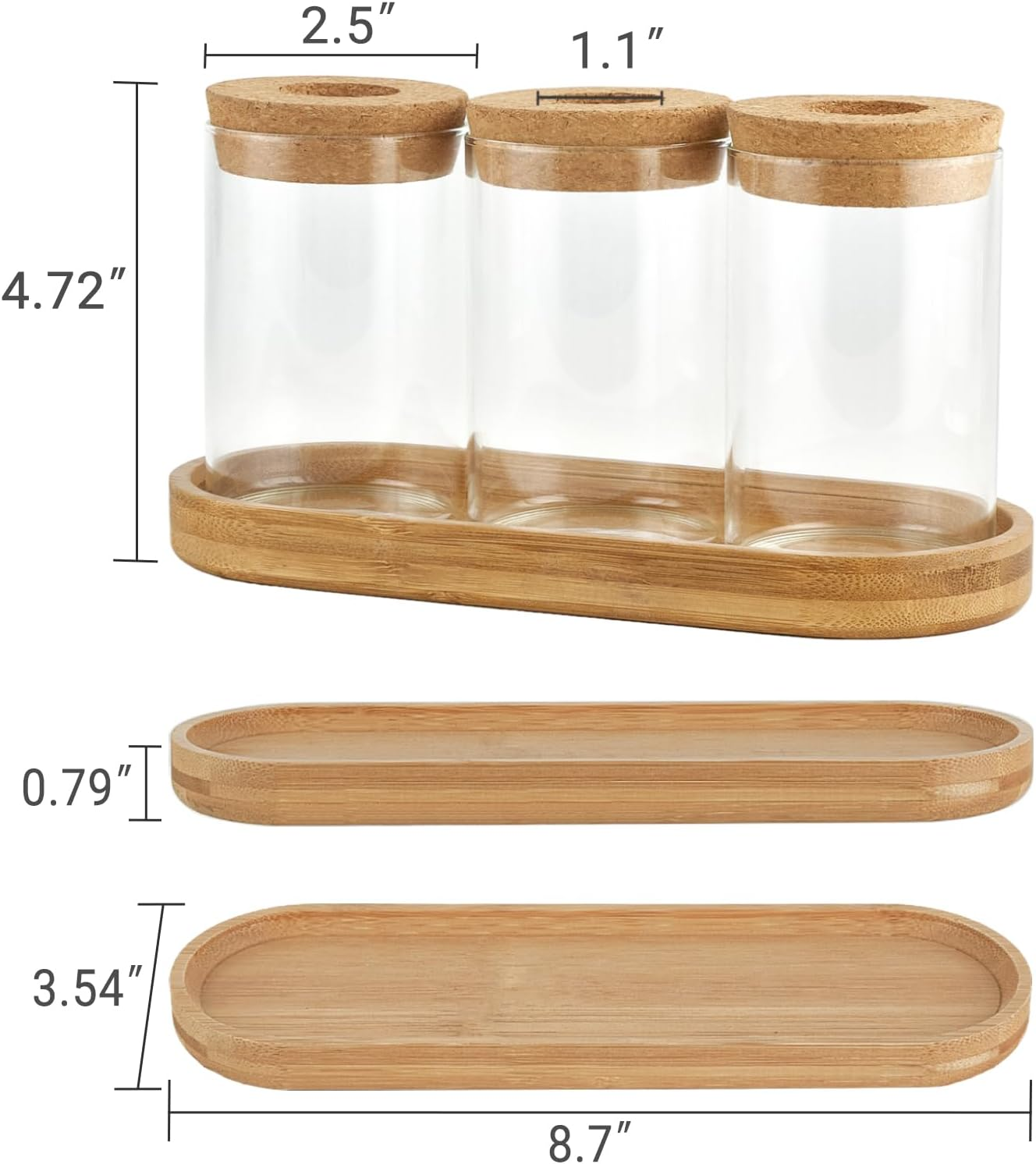 Dahey Plant Propagation Terrarium Desktop Glass Planter Station Water Planting Glass Vase with Lid and Wooden Stand for Propagating Hydroponic Plants Centerpiece Office Home Garden Decor, 3 Pcs image number 3