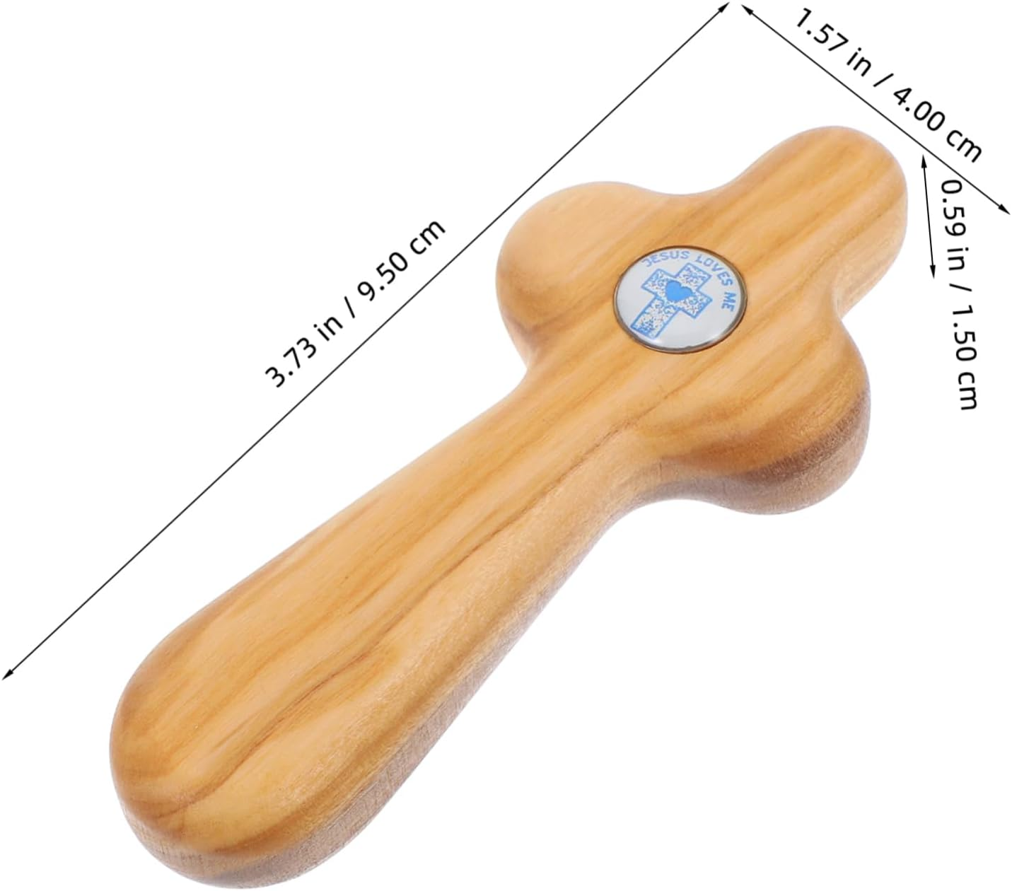 Angoily Jesus Statue in Hand Cross First Holy Communion Confirmation Baptism Small Wooden Cross for Pocket image number 2