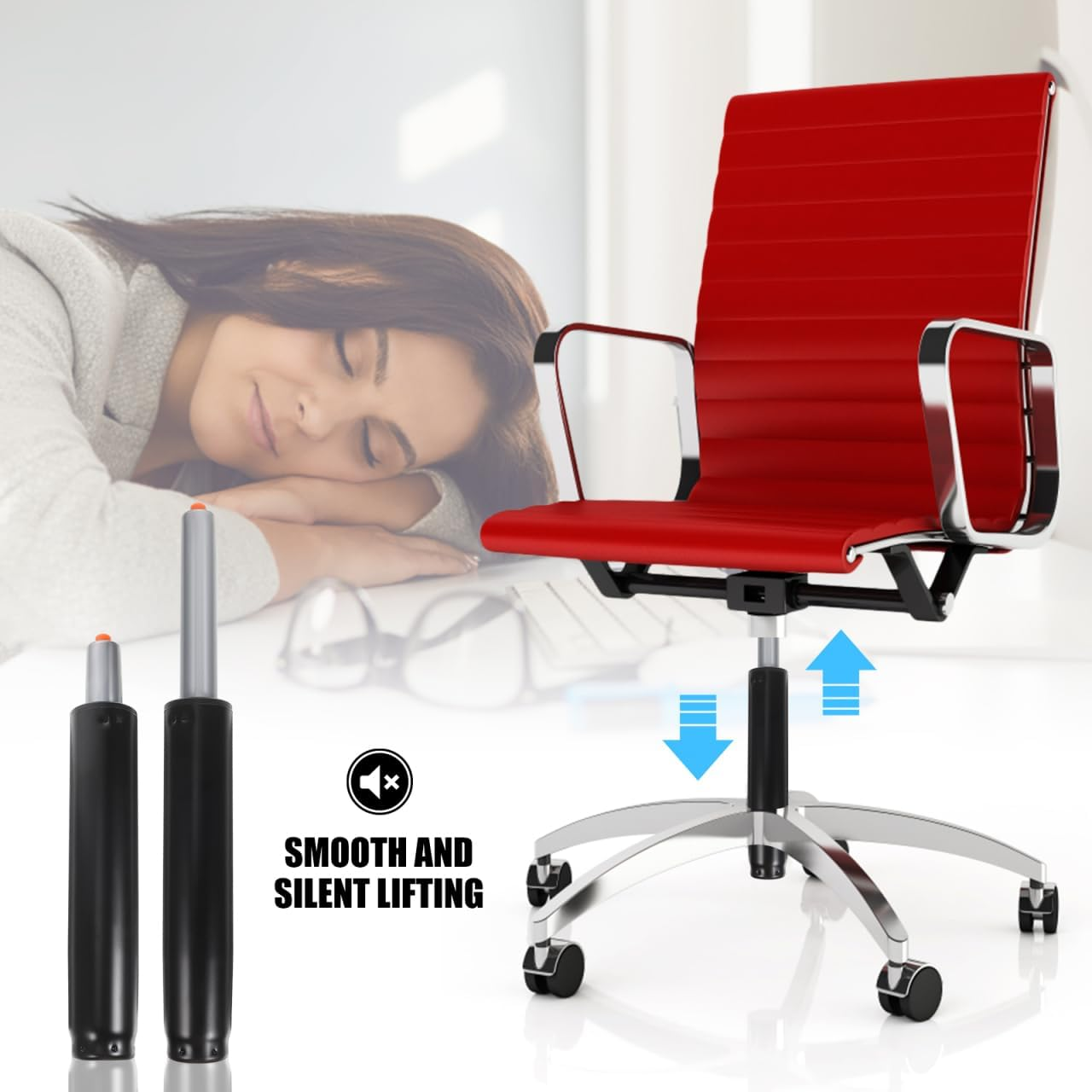 Operitacx Office Chair Cylinder Replacement, 5.0 Inch Heavy-Duty Gas Lift Cylinder Fits Most Chairs, 450 Lbs Universal Size Hydraulic Piston for Office Chairs - Tube Height 18Cm image number 5