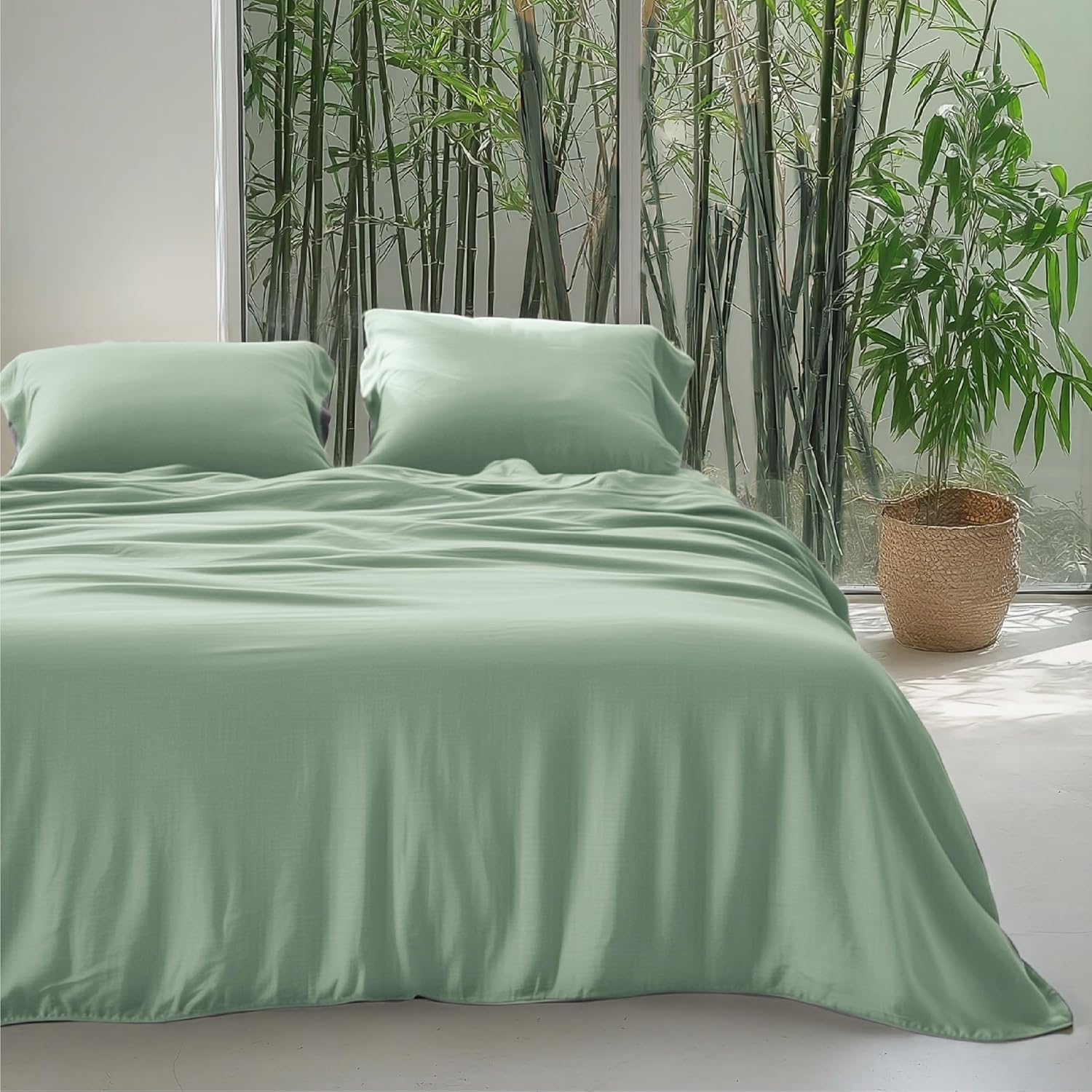 Bedsure Silky Cooling Queen Quilt Cover Set - Lightweight 100% Rayon Derived from Bamboo Doona Cover Queen for Hot Sleepers, Breathable & Moisture-Wicking Bedding Set, White