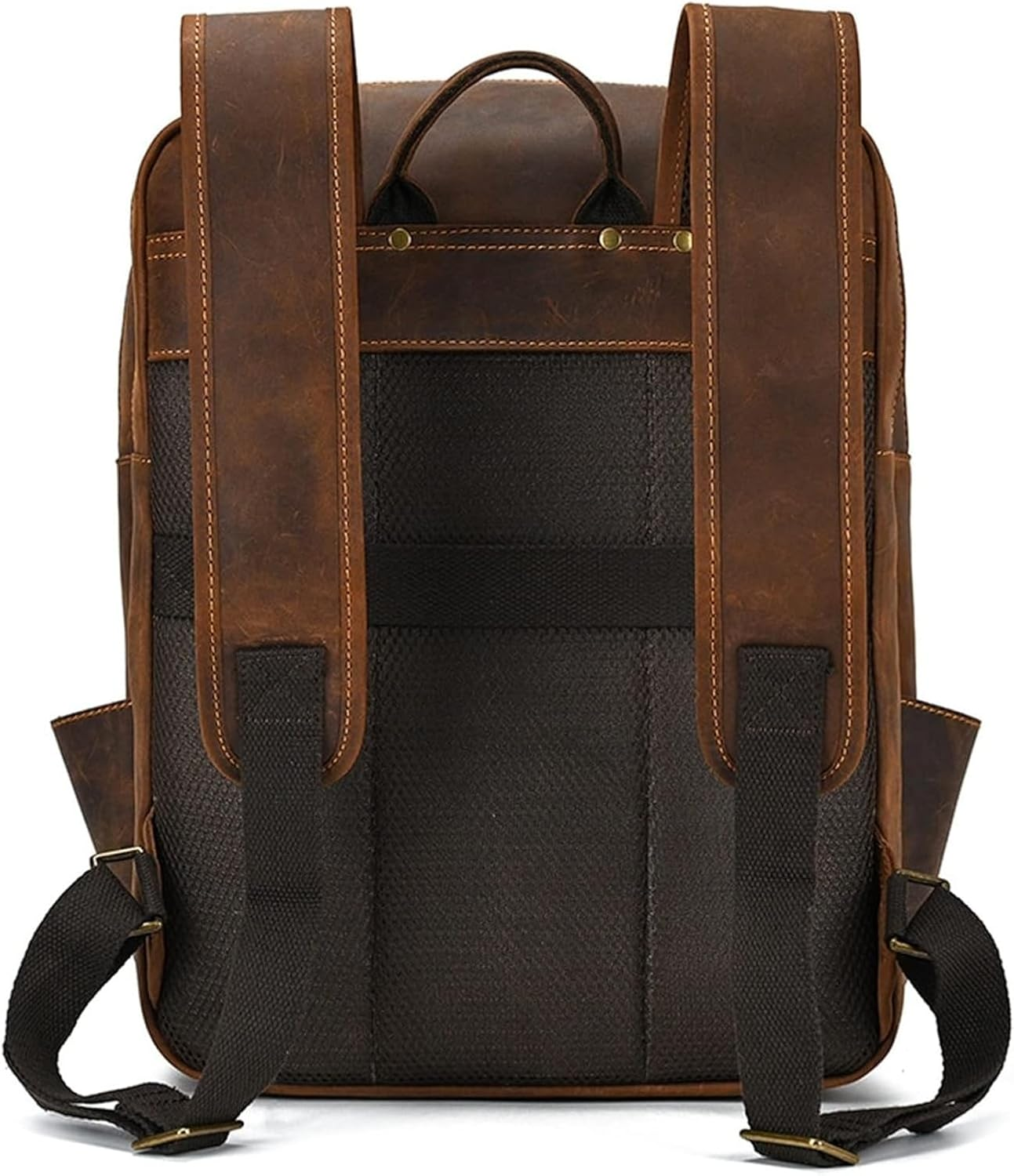 Laptop Bag Backpack Men'S Work School Backpack Men'S Vintage Genuine Leather Backpack 15.6 Inch Laptop Bag Fashion Work Bag Large Capacity Computer Backpack Travel Camping Daypack for Business/S