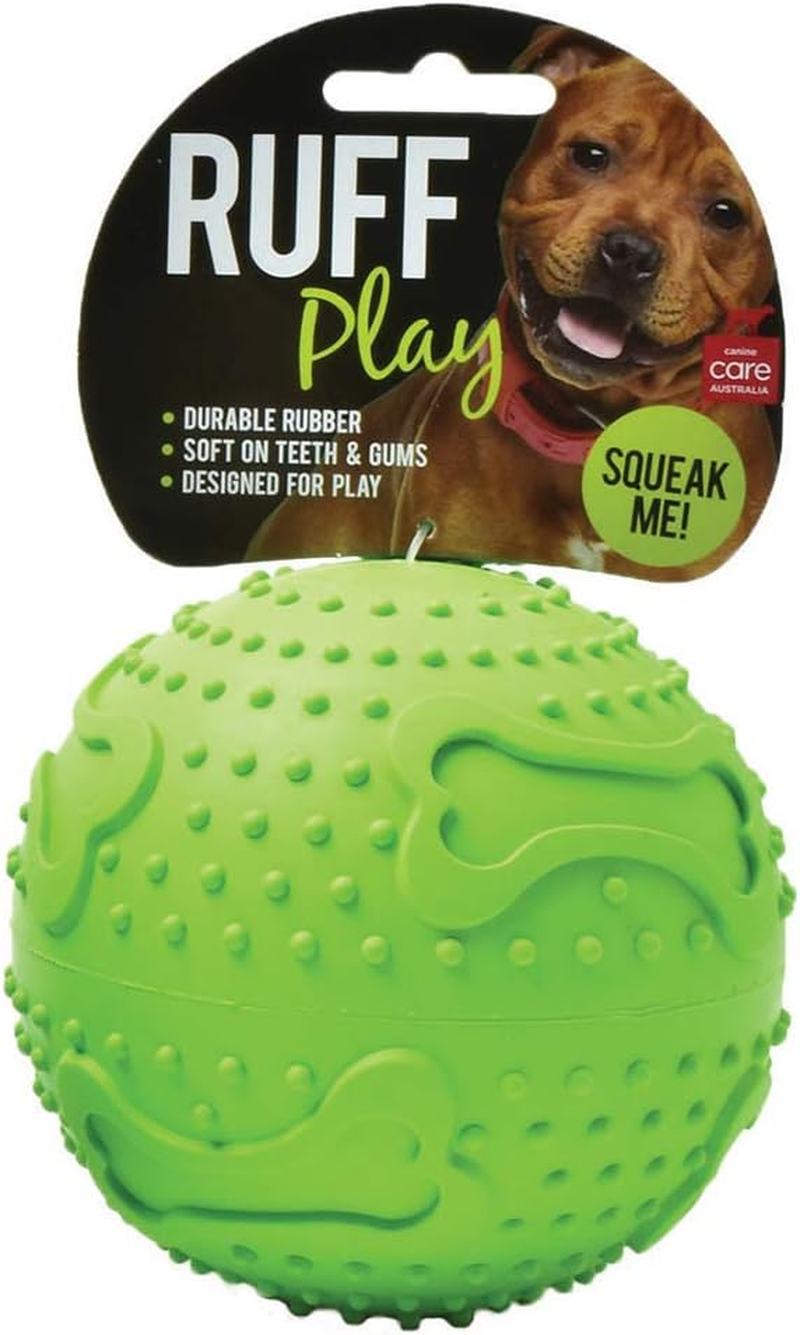 Rubber Ball Dog Toy, X-Large, Green - Dog Teething Toy, Durable Dog Chew Balls, Rubber Chew Toys, Squeaky Dog Toy, Aids Dogs Dental Health