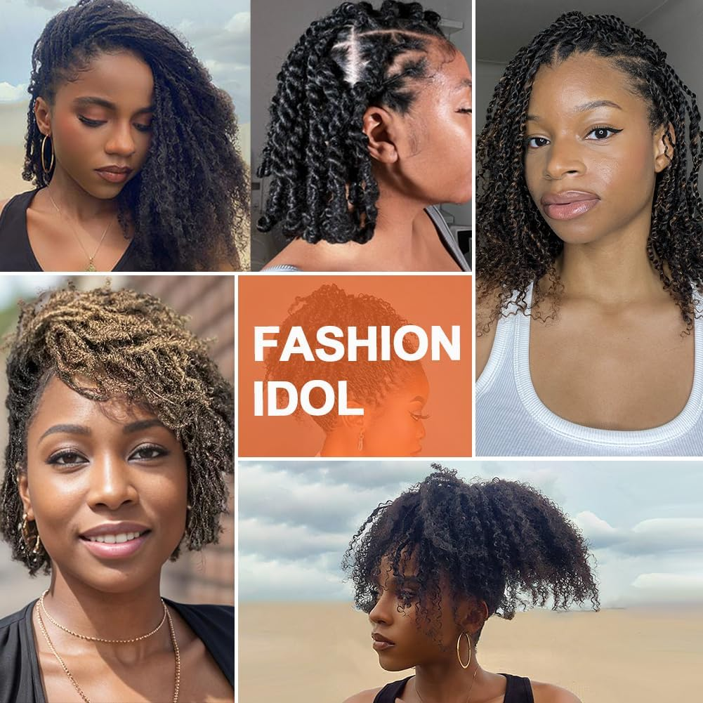 FASHION IDOL Afro Kinkys Bulk Real Hair for Dreadlock Extensions 10 Inches 1 Pack 50 G Natural Black Loc Repair Afro Kinky Braid Real Hair for Locs 1.8 Oz (Natural Black, per 16 Inches) image number 3