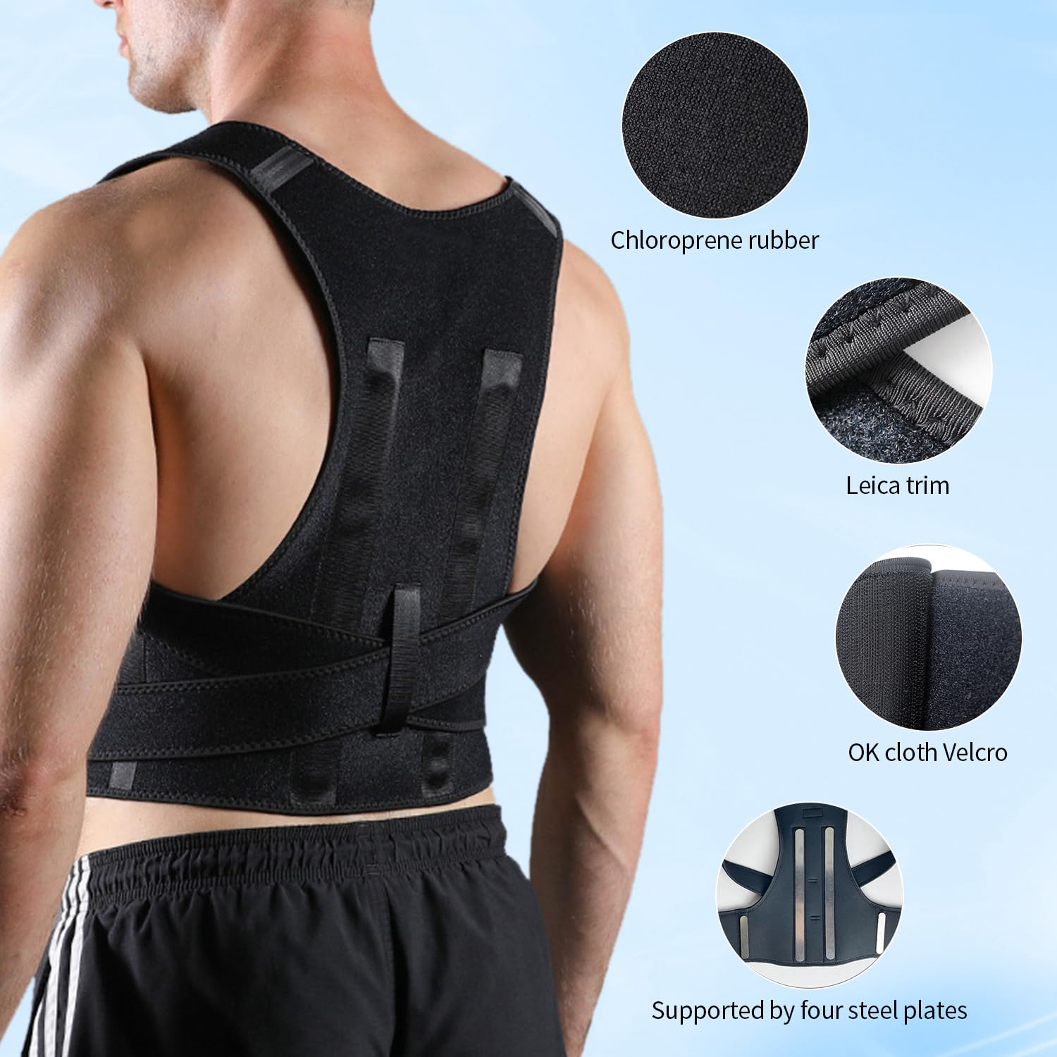 Back Brace and Posture Corrector for Women Men, Shoulder Straightener, Adjustable Full Back Support for Upper and Lower Back Pain Relief - Scoliosis Hunchback Hump Thoracic Spine Corrector (Black, M) image number 2