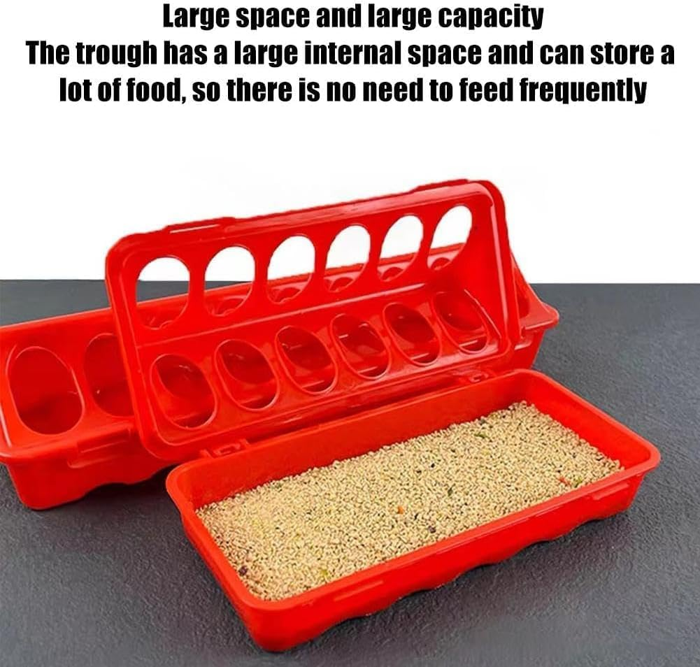 Plastic Flip-Top Poultry Feeders, 2Pcs Chicken Feeders Trough Flip-Top, Flip Top Chick Feeder Trough,Plastic Flip Top Bird Small Poultry Feeder image number 5