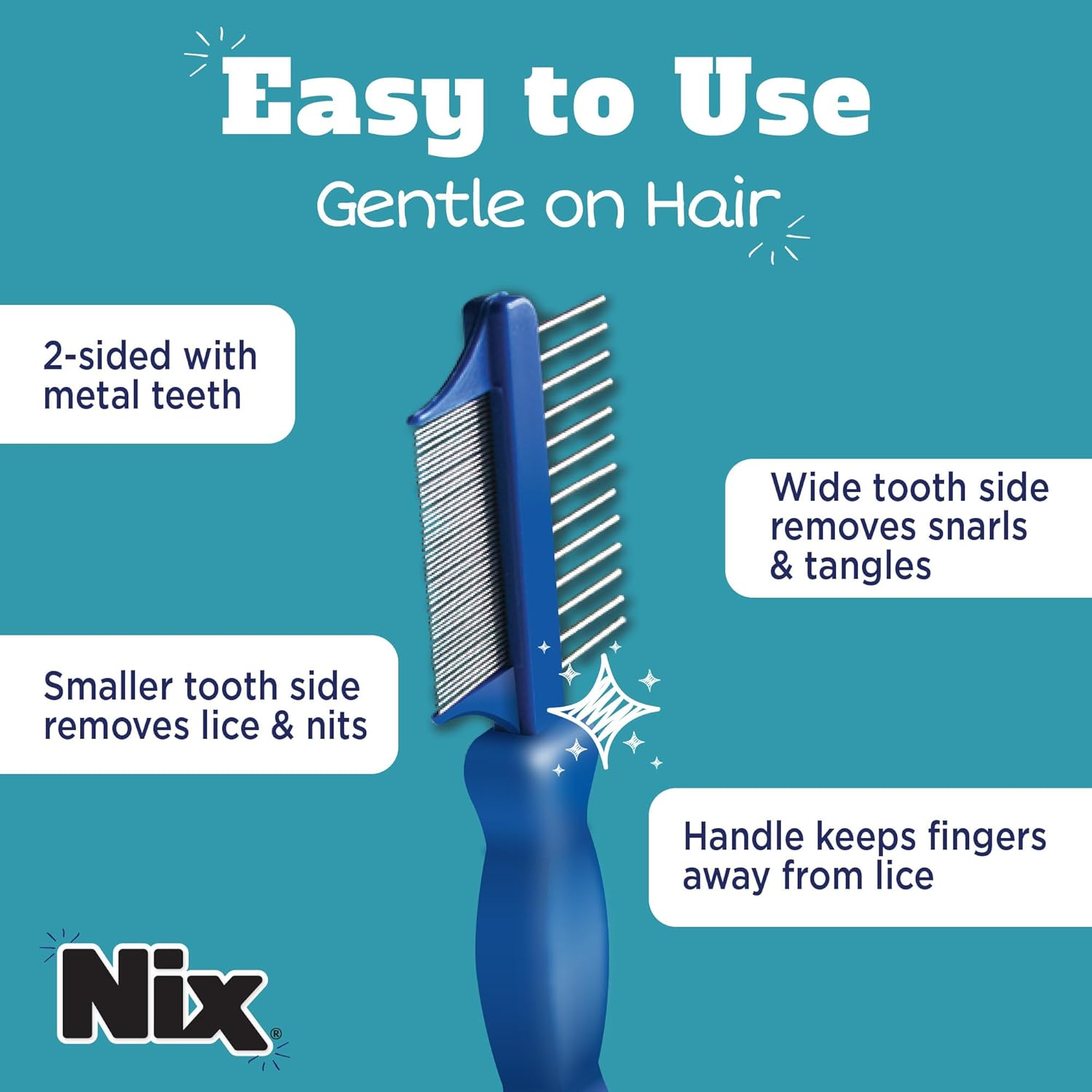 Nix Premium Metal 2-Sided Lice Removal Comb | Designed to Remove Lice and Nits image number 1