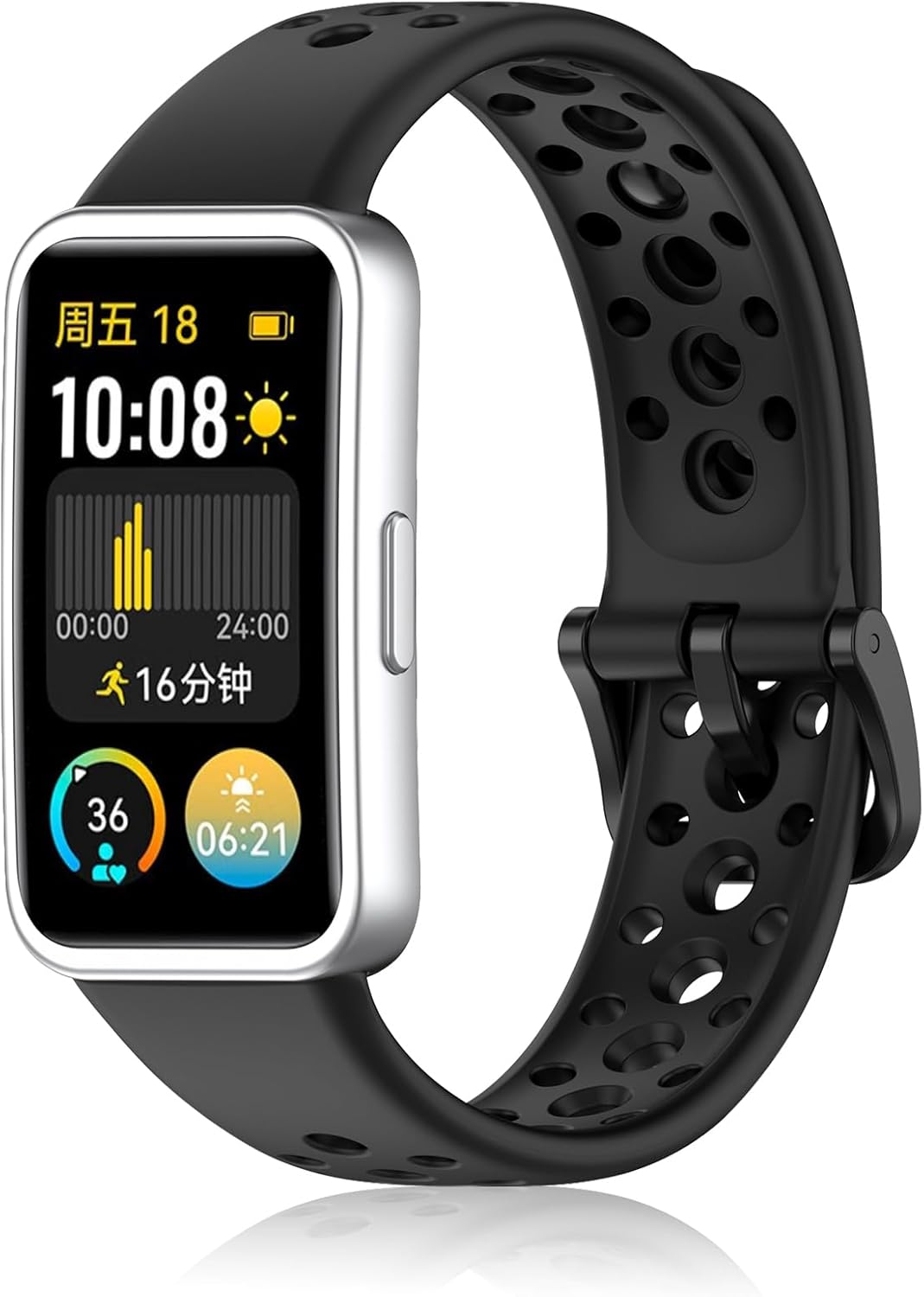 Dhwgang Silicone Strap Compatible with Huawei Band 10 9 8 Wristband, Sporty, Soft, Ventilation Hole Design, Smartwatch Replacement Bands