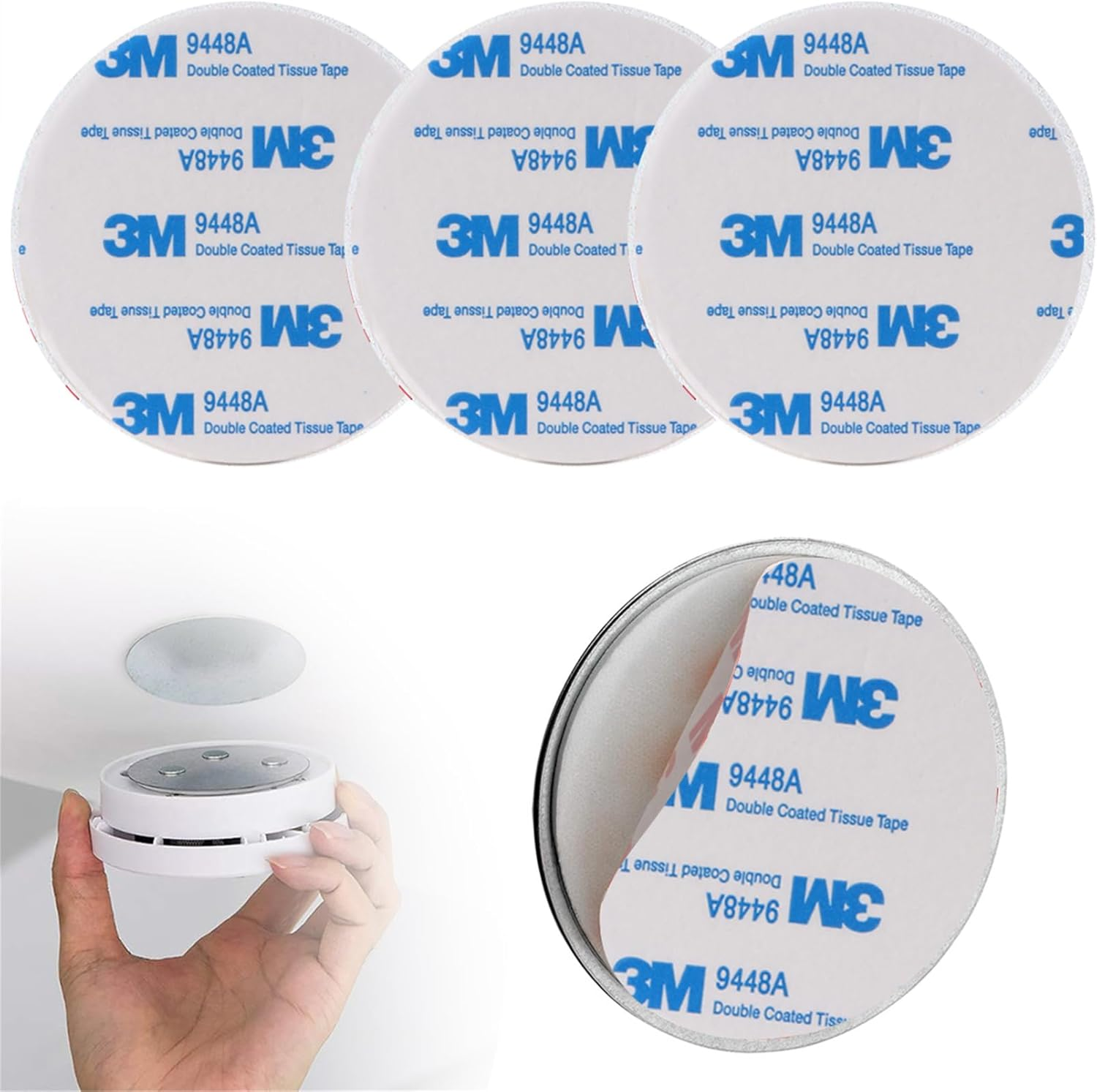 Magnetic Holder for Smoke Detectors Magnetic Attachment Pack of 3 50 Mm Magnetic Holder Fire Alarm Self-Adhesive No Drilling Magnetic Adhesive Pad Quick Assembly image number 3