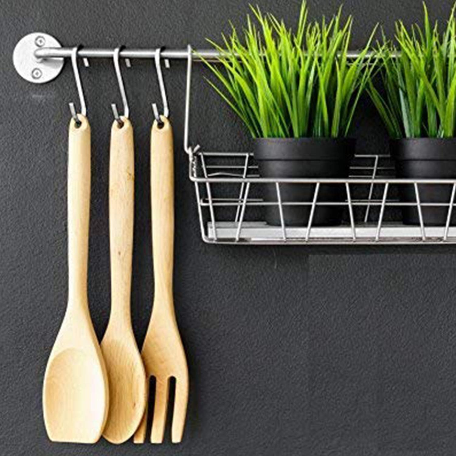 Flat S Hooks Stainless Steel S Shaped Hanging Hooks for Kitchen, Bathroom, Bedroom and Office 15 Pack/Large(3.5") image number 1