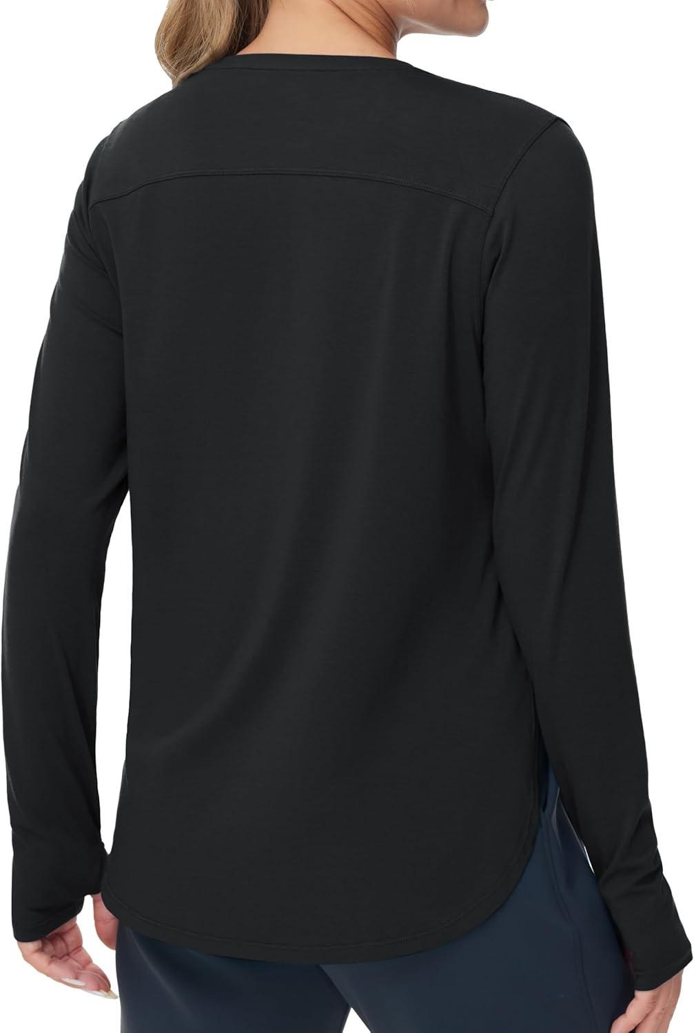 THE GYM PEOPLE Women'S Long Sleeve Workout Shirts Lightweight Cotton Running Yoga Tops with Thumb Hole