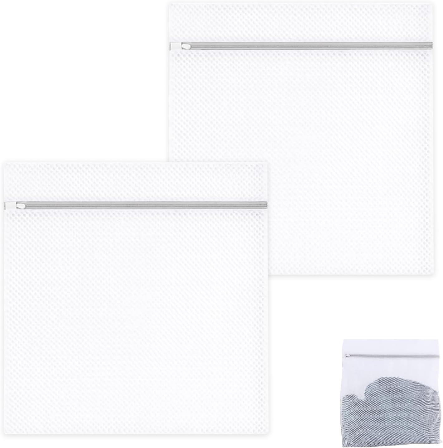 2 Pcs Large Mesh Laundry Bag for Delicates, Reusable Washing Bag with Zipper for Lingerie, Sweaters, and Toys, Travel Laundry Bag and Shoe Washing Bag for Safe Washing and Drying of Delicates image number 1