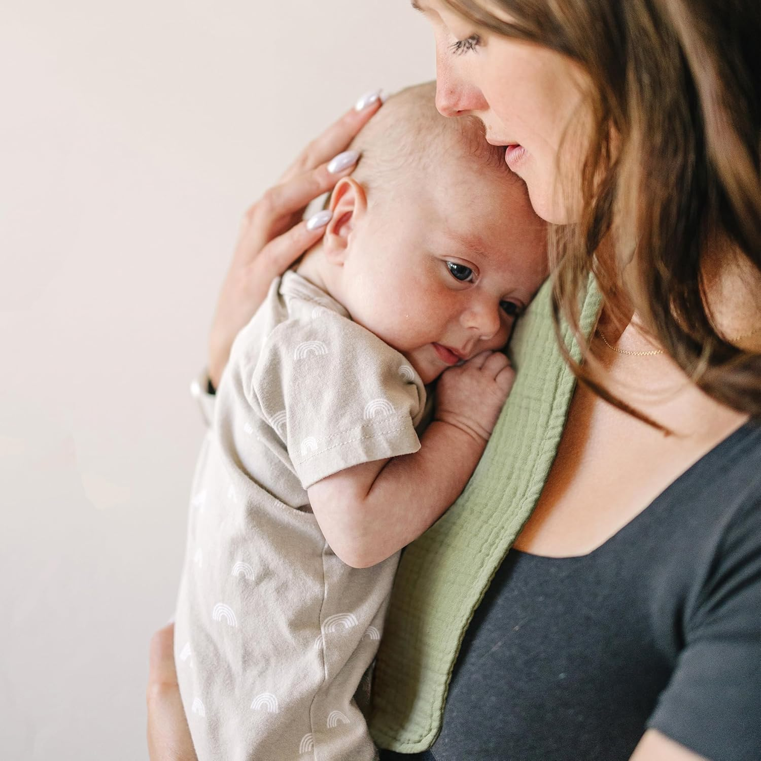 Konssy Muslin Baby Burp Cloths Sets for Unisex- 6 Pack Large 100% Cotton Burping Clothes for Newborn，Baby Girls and Boys - Blue image number 6