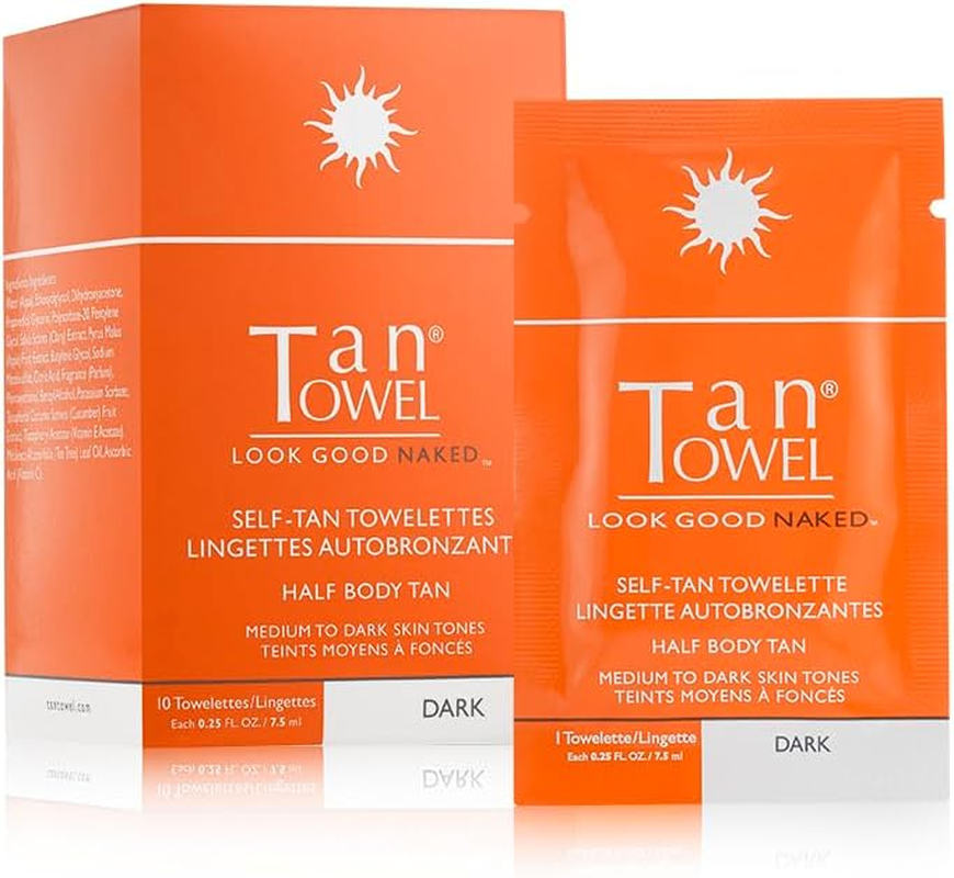 Tantowel Half Body Tan Towelettes - 10 Pack, Dark, 10 Count (Pack of 1) image number 1