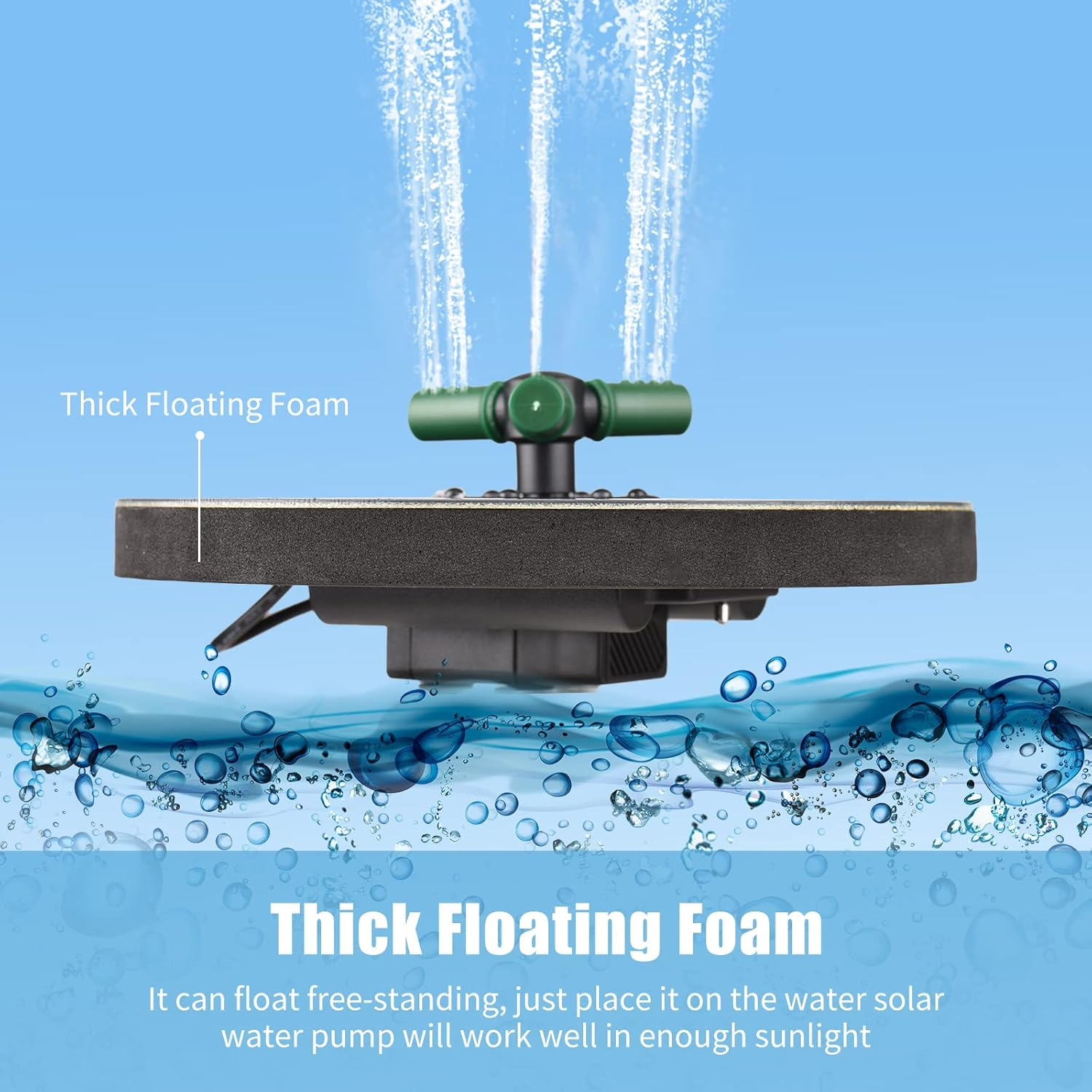 4W Colorful Solar Fountain Pump with 360&deg;Rotatable Nozzle RGB LED Light Solar Water Pump with Battery Free Standing Auto-Shut off Circle Fountain for Bath Garden Small Pond image number 5