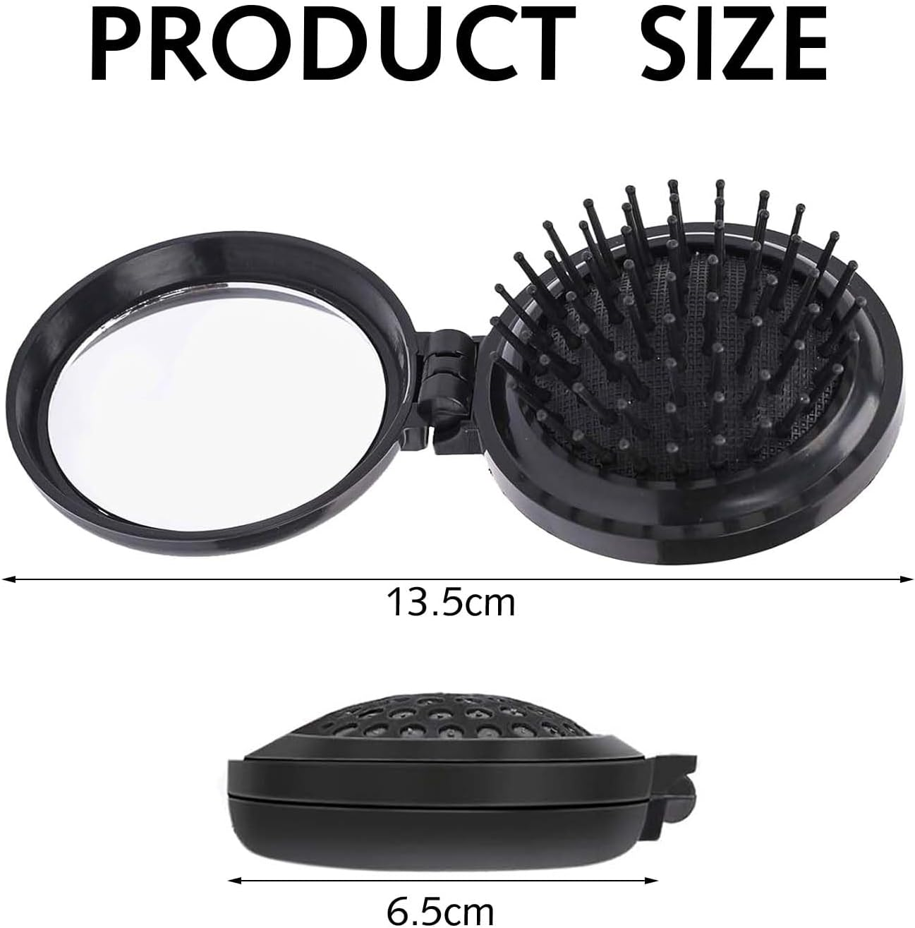 Foldable Hair Brushes with Mirror, Mini round Foldable Hair Brush, Travel Brush, Small Hair Brush, Compact Travel Size Hair Massage Comb for Men, Women and Girls, Pack of 2 image number 6