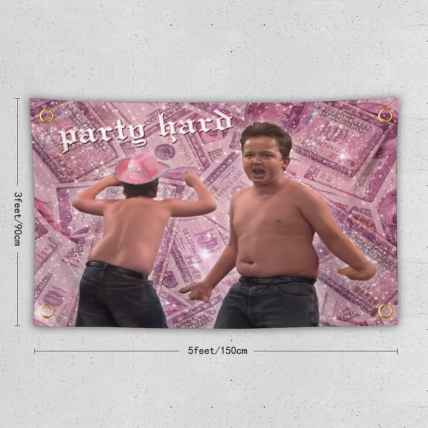 Bahhuou Party Hard Gibby Funny Tapestry 3X5Ft Tapestry Funny Meme Flag Wall Hanging Window Design for Bedroom Gift Home Man Cave Decor image number 2