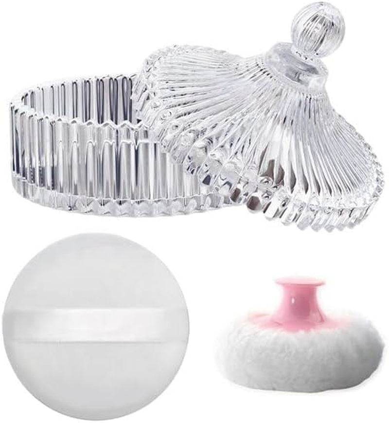 Aboiledy Body Powder Puff and Container Set, Home & Travel Dusting Powder Puff and Body Dusting Powder Jars for Women, Empty Talcum Box Container, Loose Powder Containers for Wet Dry Makeup image number 3