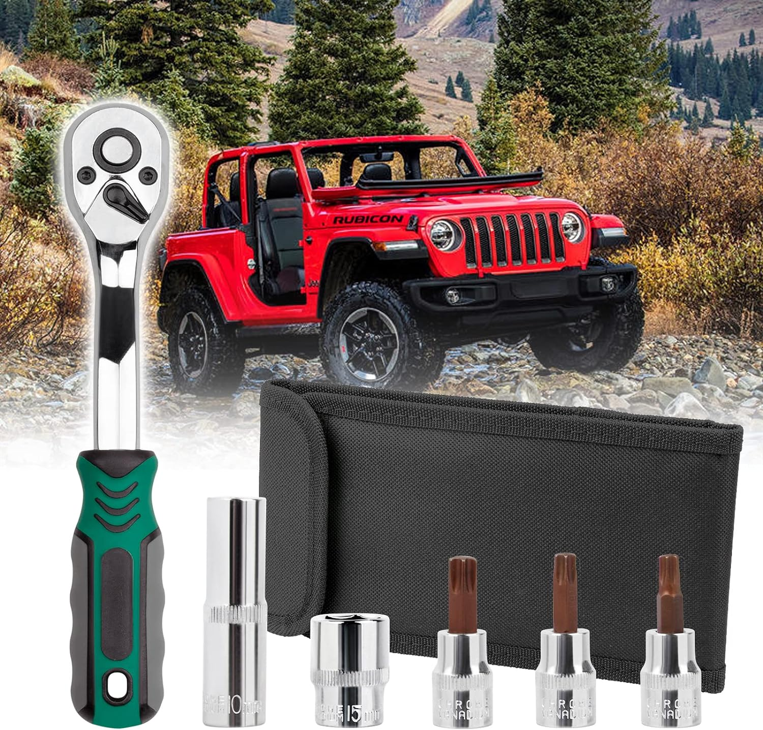 Drimfly Wrangler Torx Tool Kit for Hard Top Door Install Removal for Jeep Wrangler JK JL & Gladiator Rubicon Sahara Unlimited Replacement for 82214166AB 68361574AB image number 4
