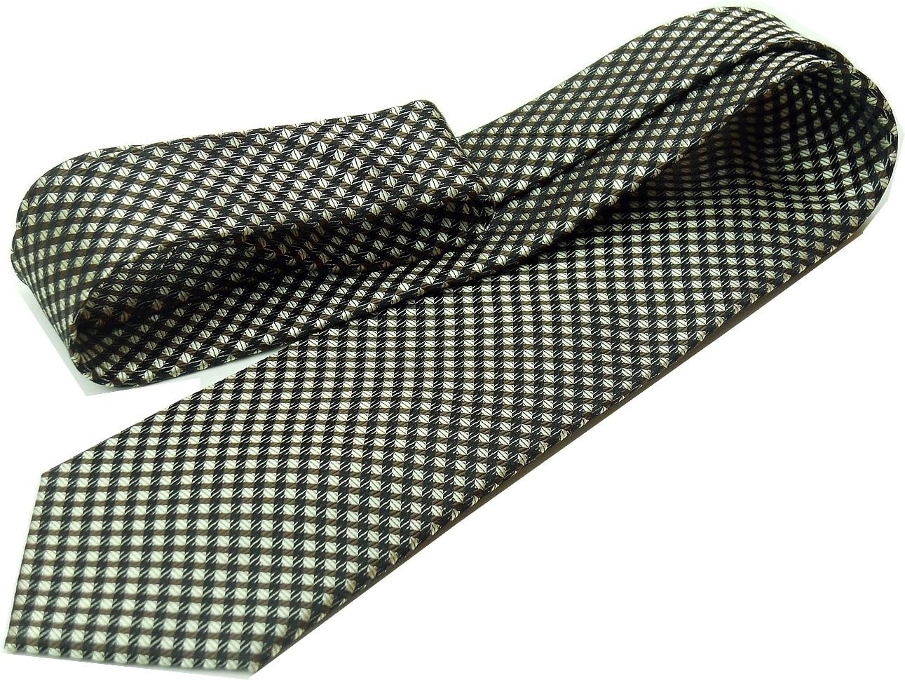 Zarrano Men'S 100% Silk Brown/Yellow Neat Pattern Tie image number 1