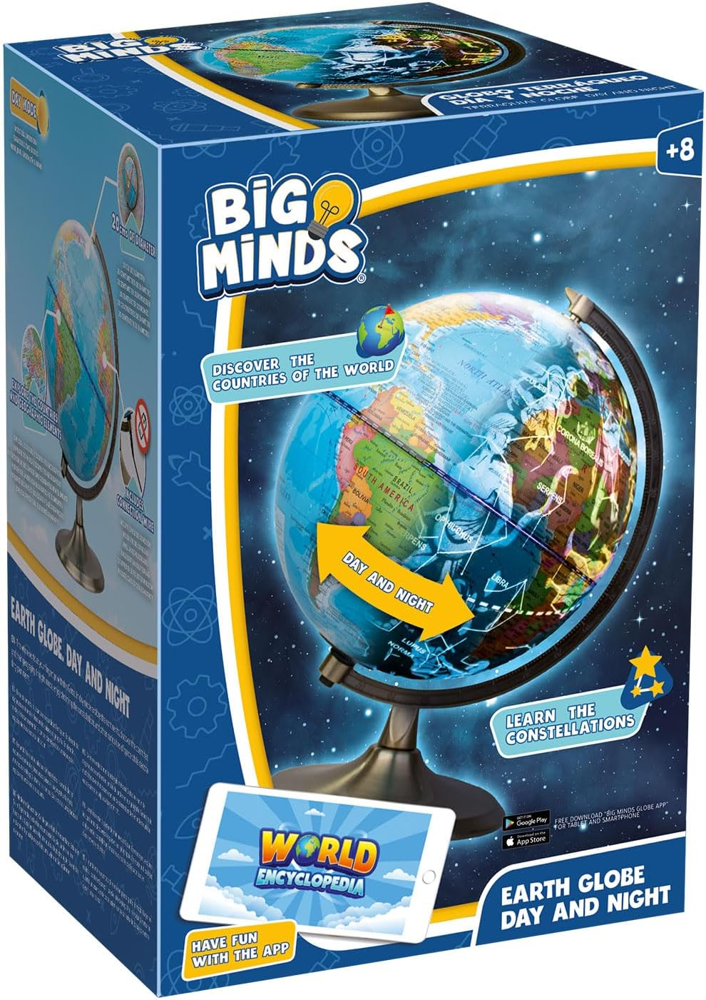 Big Minds Children'S Globe in English, Children'S Globe Illuminated with LED Light, Children'S Globe with Night Mode and Day Mode, Interactive Globe with App image number 4