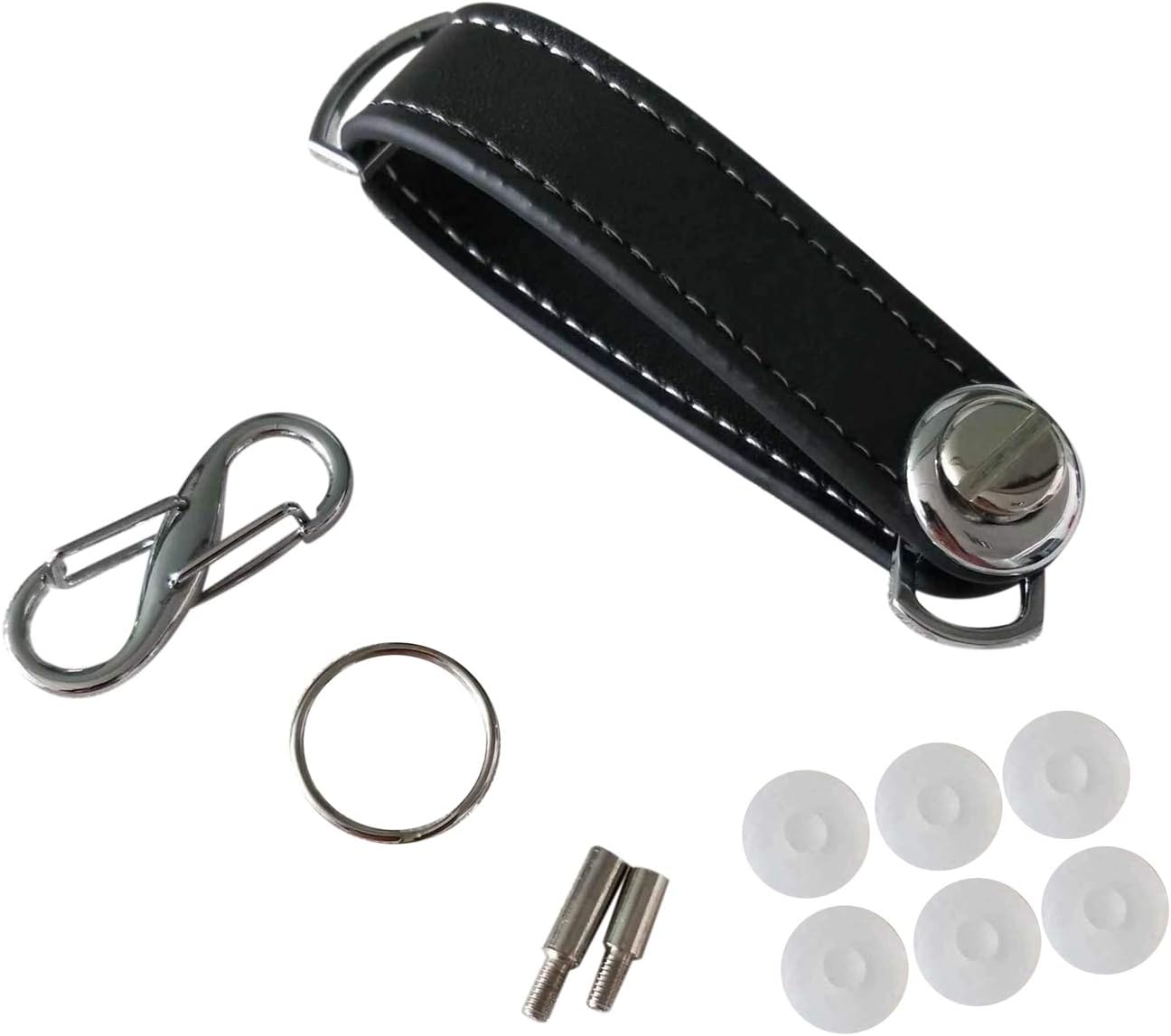 Jingfei Fashion Car Key Pouch Bag Case Wallet Holder Chain Key Wallet Ring Pocket Key Organizer Smart Leather Keychain Black image number 2