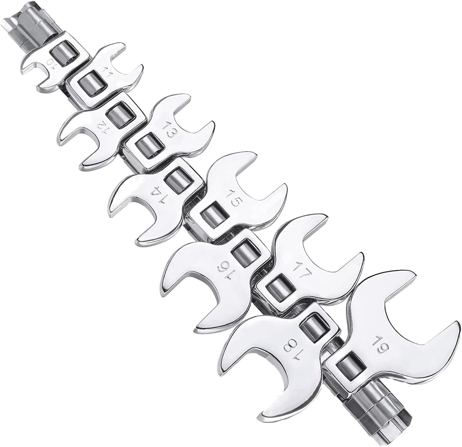 Okiyakusama 10 Pieces 3/8 Inch Drive Crowfoot Wrench Set Steel Sturdy SAE 10-19Mm Professional Hand Tool Durable Automotive Repair Tools image number 6