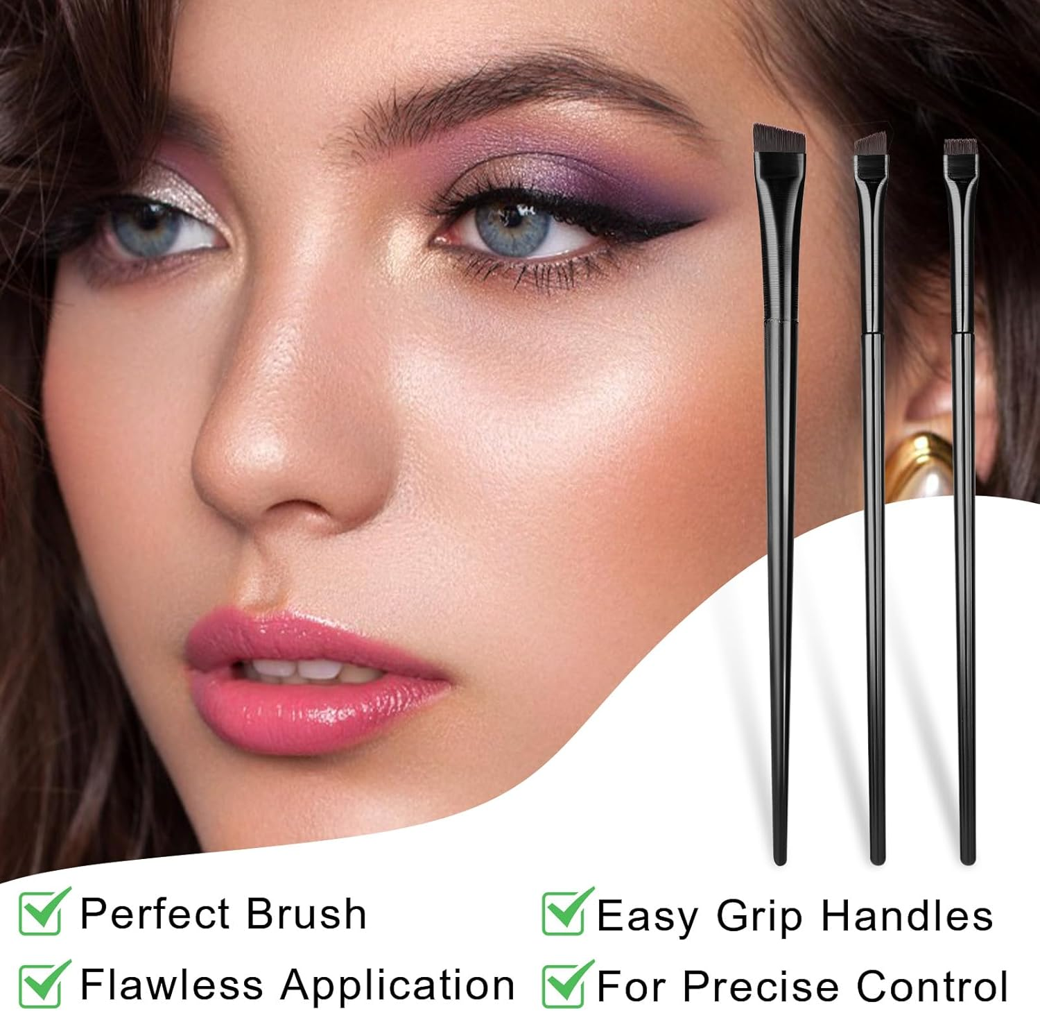 Eyeliner Eyebrow Brush, Angled Eyeliner Brush, Make up Eyebrow Brush, Makeup Brush, Eyeshadow Brush Set, Applicator, Cosmetic Brush, Small, Pack of 6