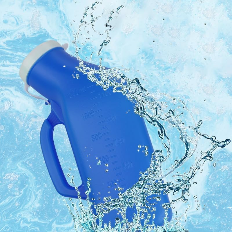 Men'S Portable Urinal with Lid, Spill Proof Urine Bottles for Men for Travel, Hospital and Home Care(Blue) image number 4