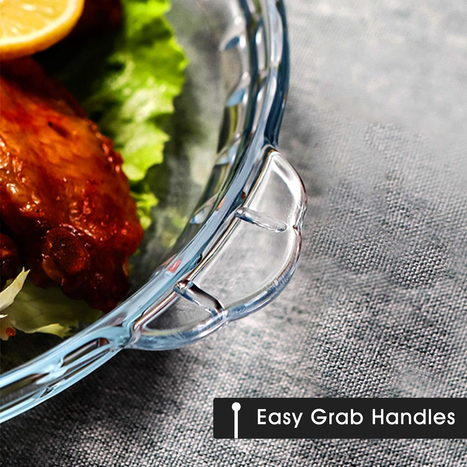 Karadrova Retro Minimalist Glass Pie Dish - 9.5In, 24Cm, 1.6L, Round, Transparent image number 4