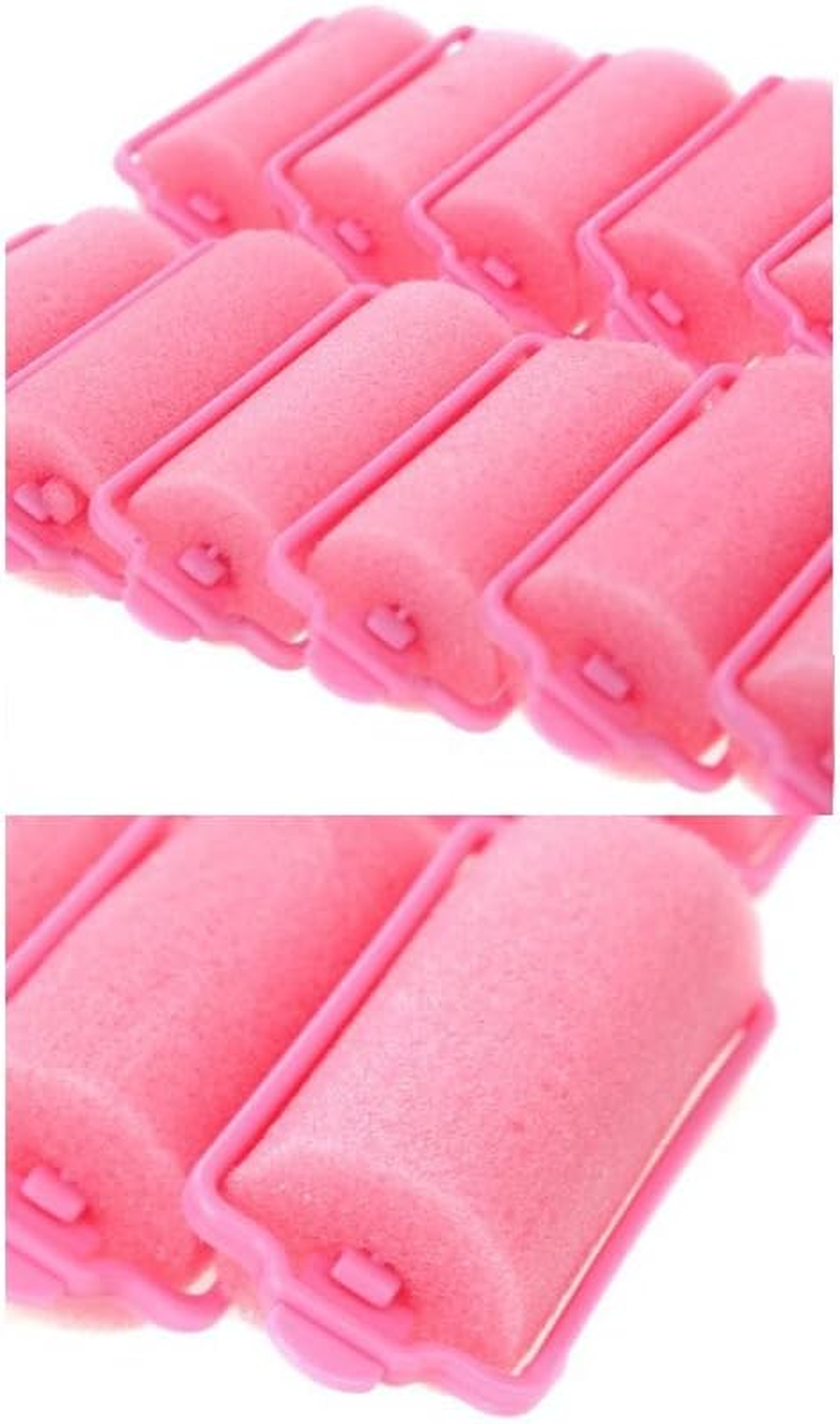Set of 12 Large Pink Foam Sponge Hair Rollers image number 3