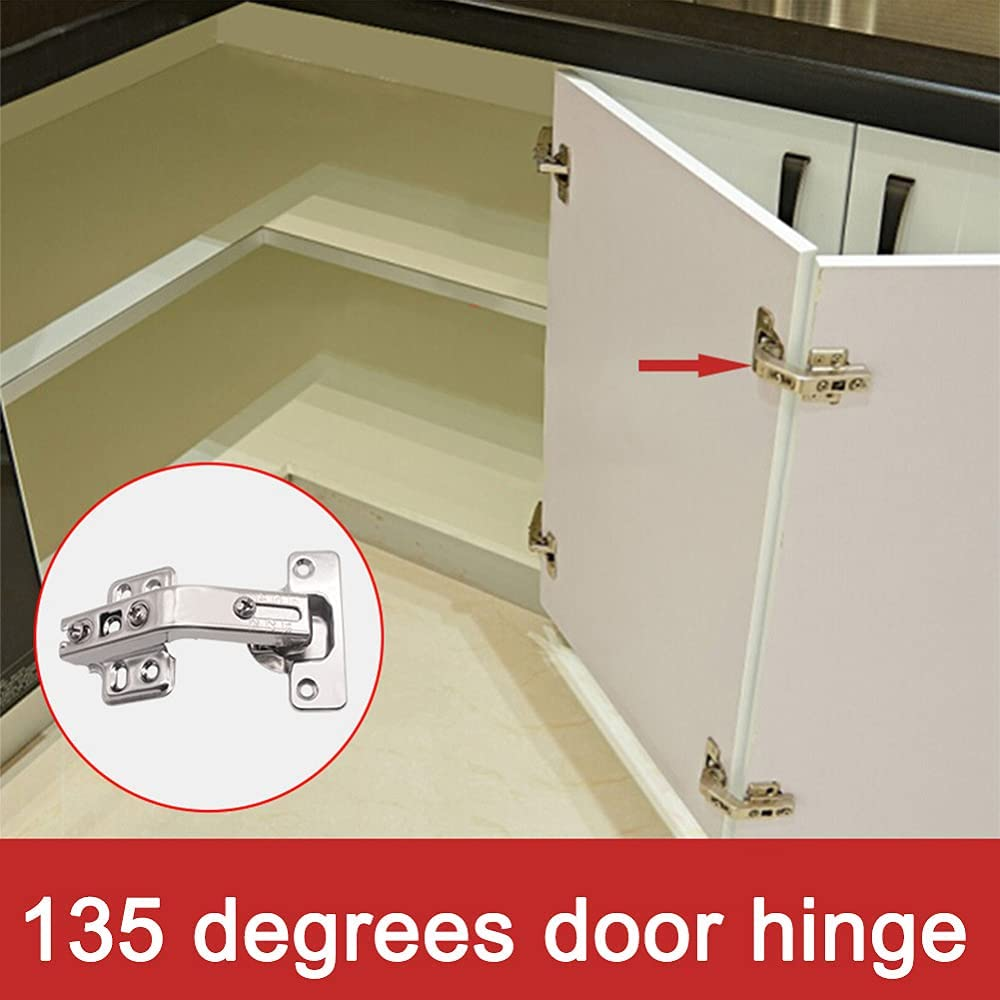 2 Pieces 135 Degree Corner Cabinet Door Hinge Kitchen Bathroom Cabinet Hinge image number 1