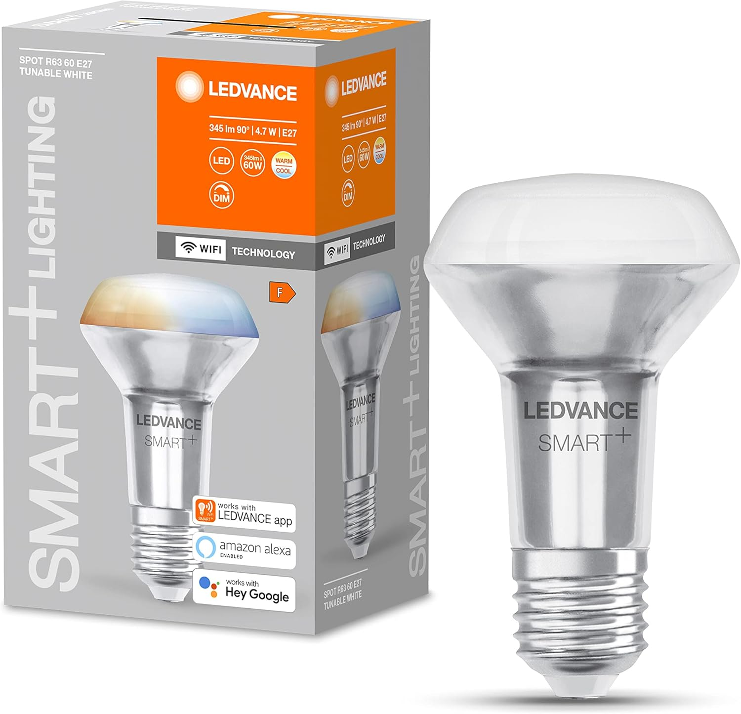 LEDVANCE Smart LED R63 Spotlight Bulb with Wifi Technology, E27 Socket, Light Colour Changeable (2700-6500K), Replacement for Conventional 60W Reflector Bulbs, Controllable with Alexa, Google & App image number 6