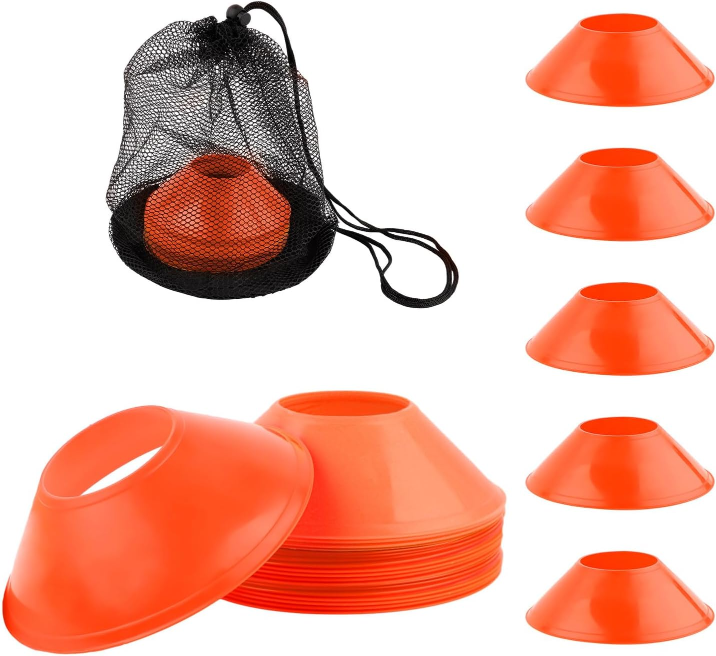 25Pcs Soccer Cones for Sports Training, 5 Inch Mini Football Cones with Mesh Bag, Flexible Agility Practice Cones Drills Training Plastic Cones for Basketball Sports Games Kids Skating