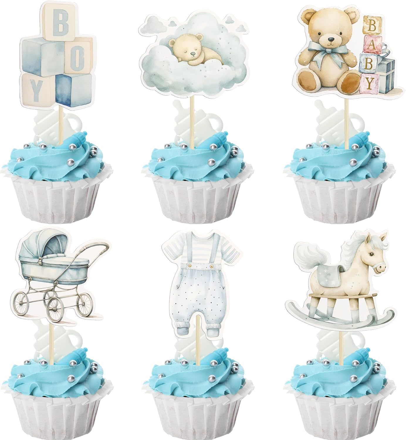 Ephlyn 36Pcs Baby Girl Cupcake Toppers Baby Shower Decorations for Girl Bear It'S a Girl Cupcake Picks Decorations for Baby Girls Birthday Party Cake Decorations Pink