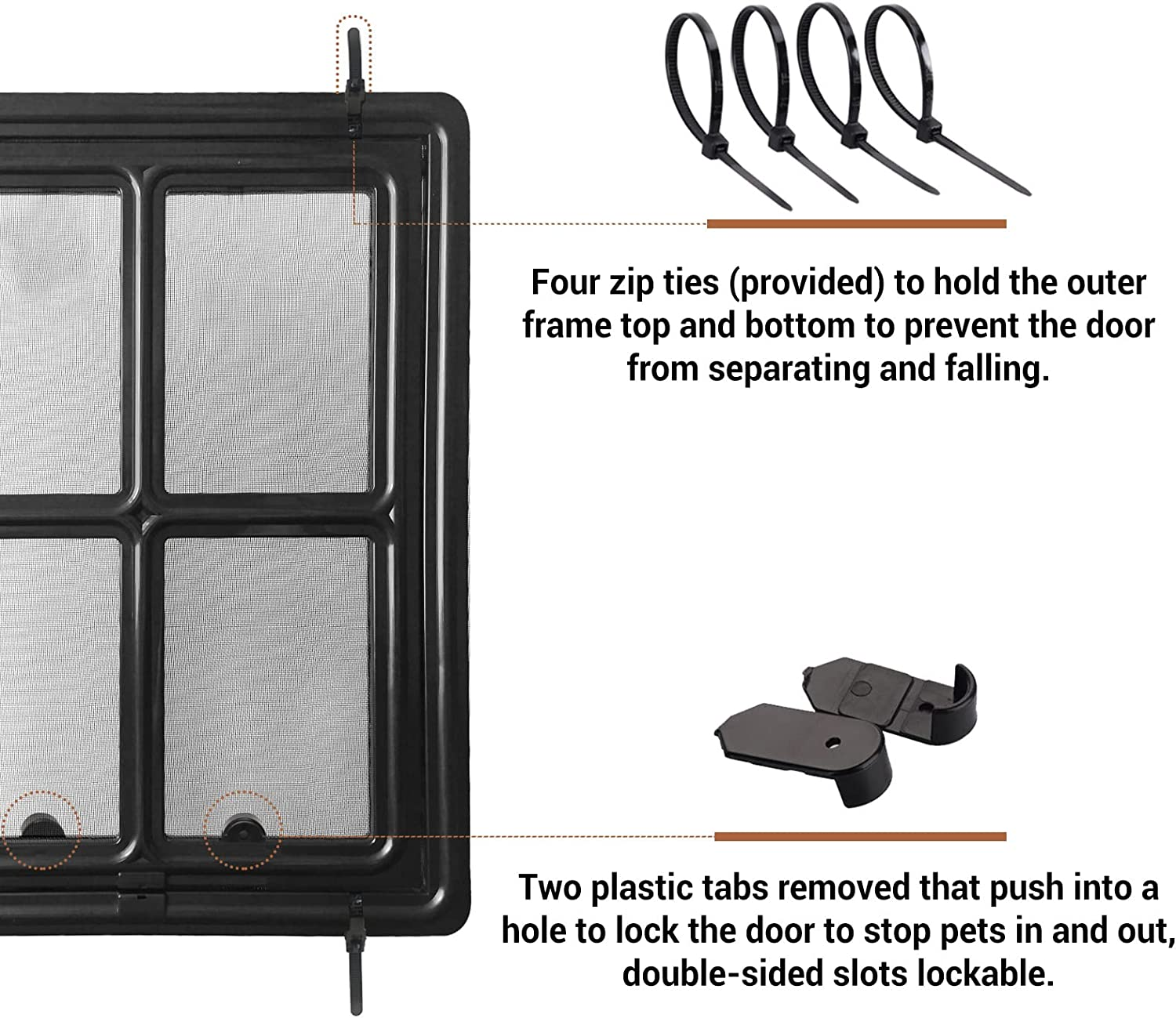 PETLESO Dog Screen Door, Inner Size 12&rdquo;&times;16&rdquo;, Black, ABS Frame, Magnetic Closure, Suitable for Large Dogs image number 1